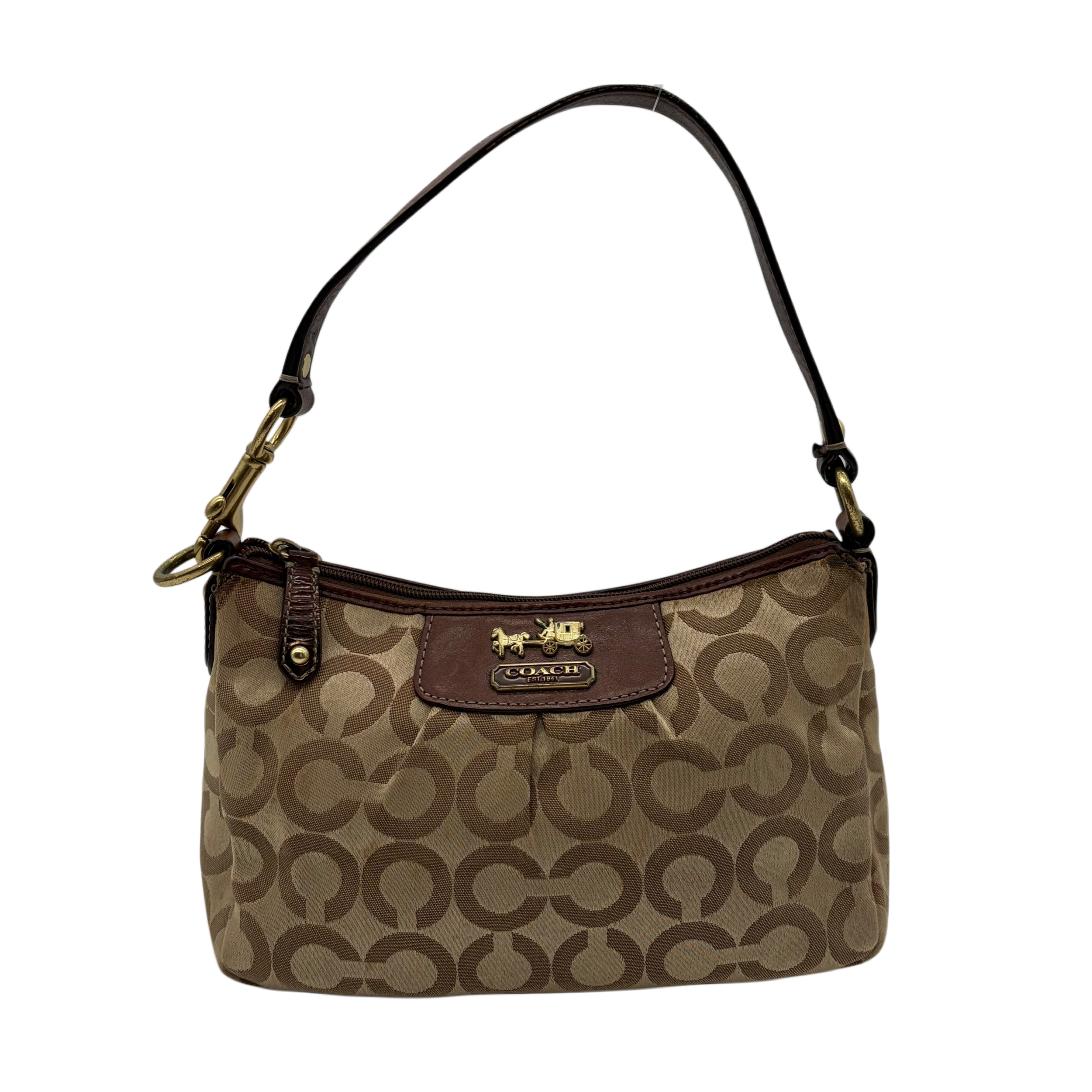 Coach Madison Op Art Pouch Khaki/Mahagoni Mini-Tasche – Vintage