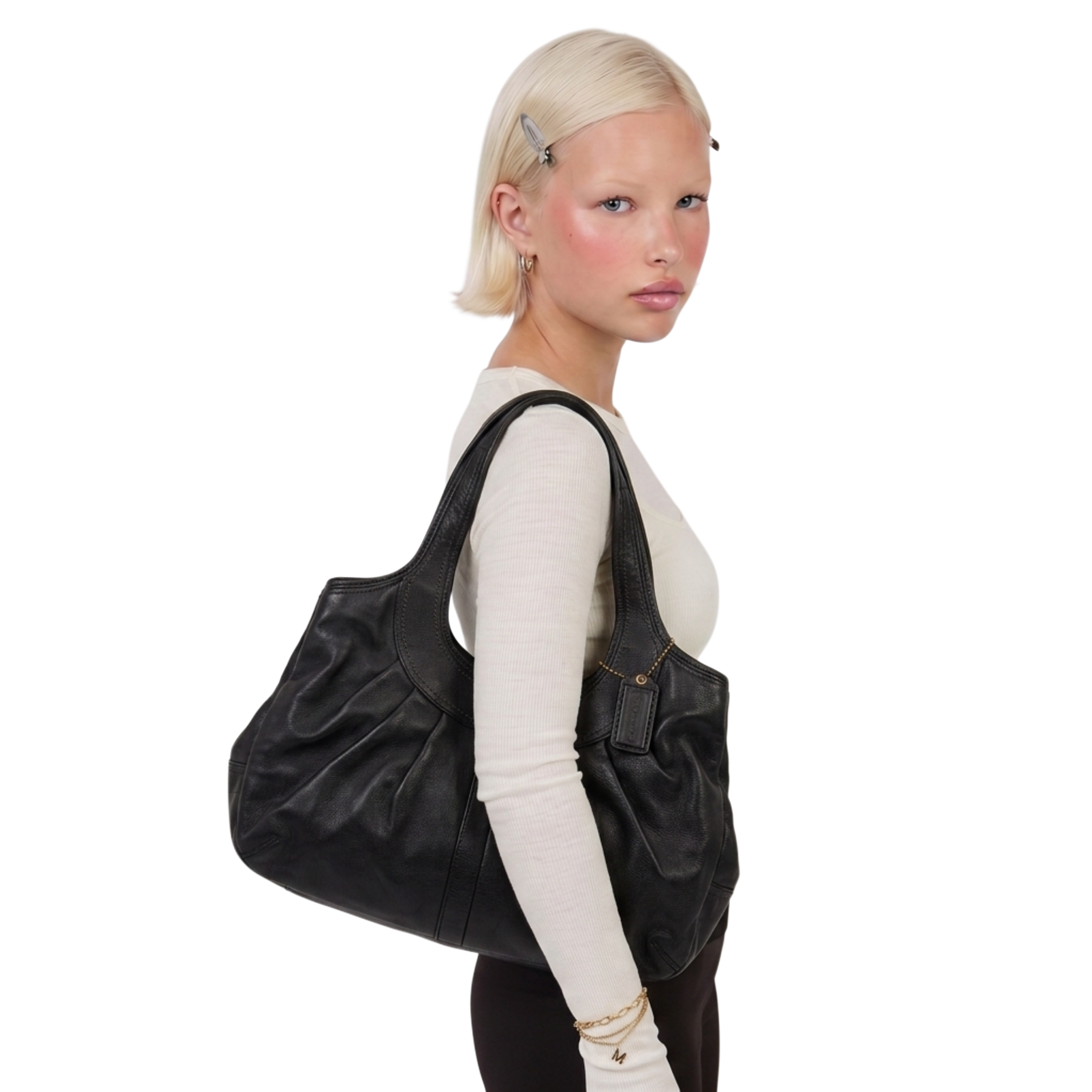Coach Ergo Kisslock Hobo Schwarz Leder Vintage 2008 – Vintage