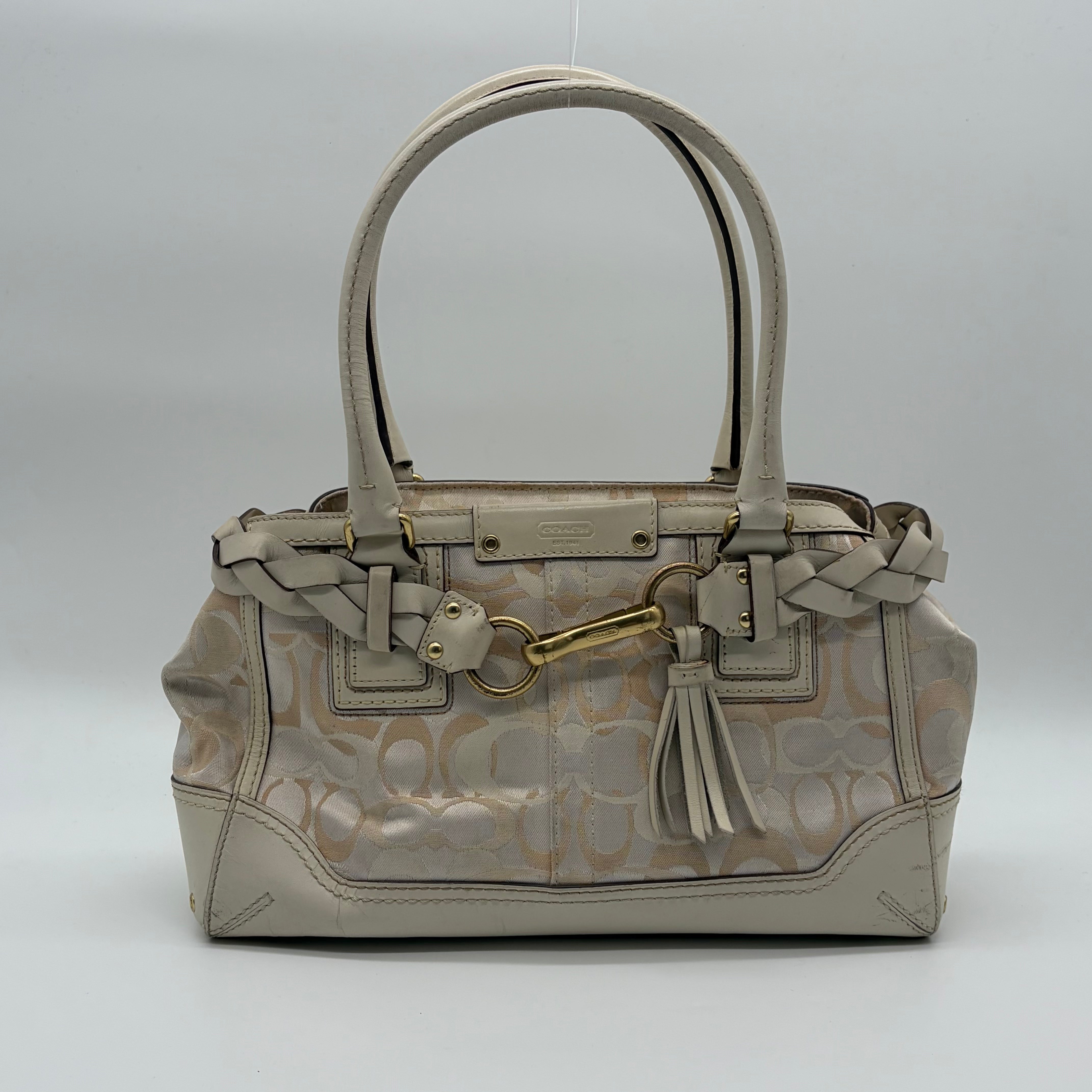 Coach Hampton Signature Braid Satchel Ivory – Vintage
