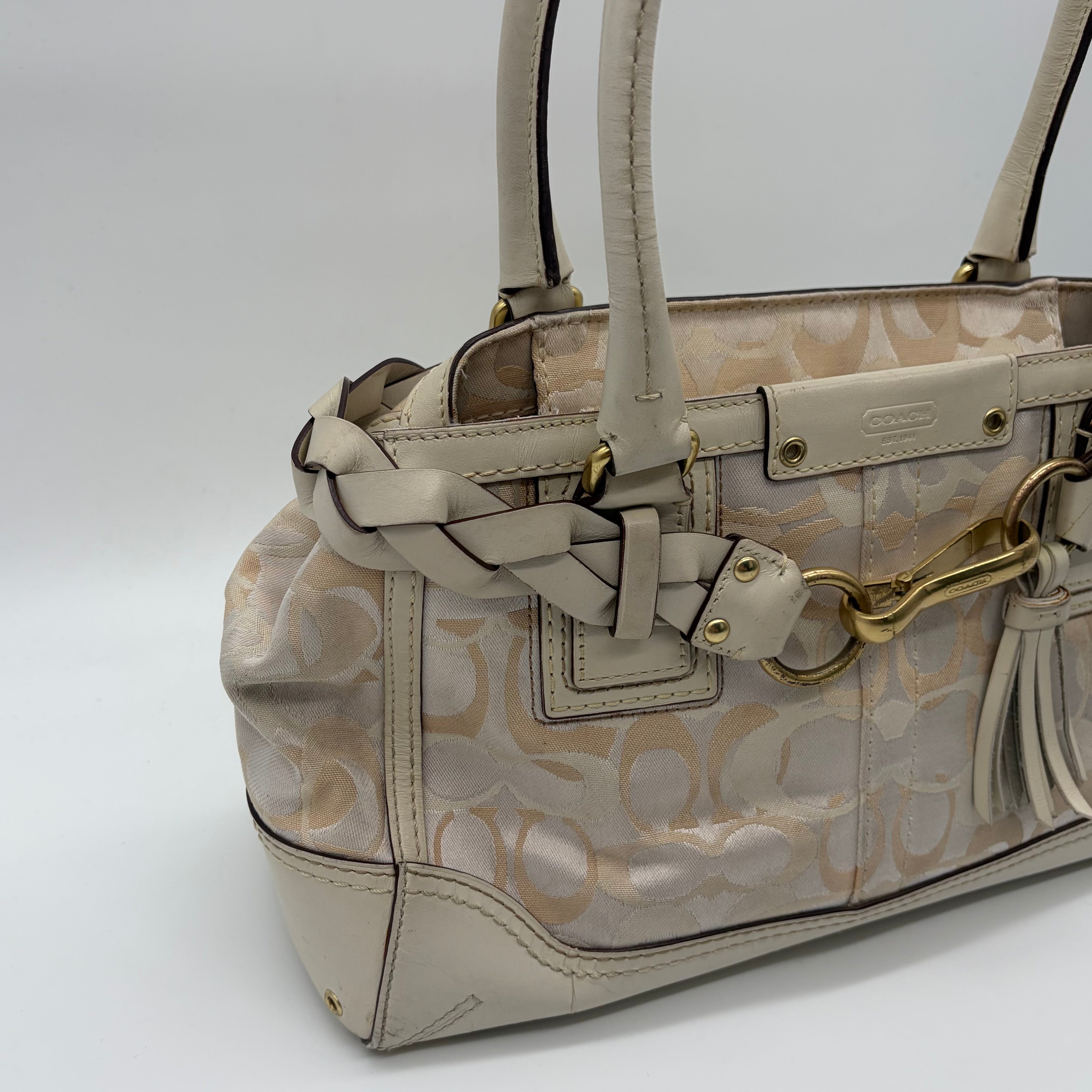 Coach Hampton Signature Braid Satchel Ivory – Vintage