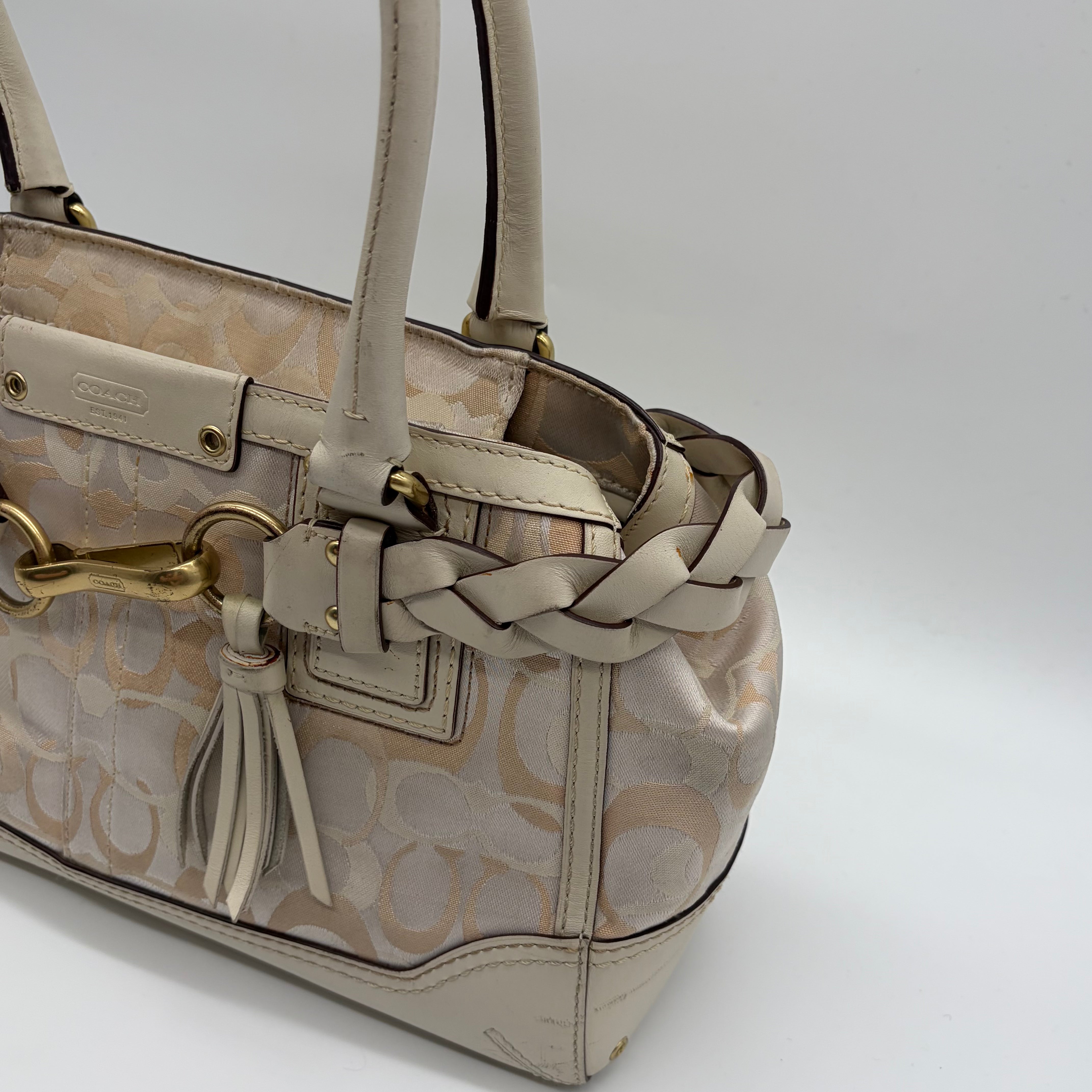Coach Hampton Signature Braid Satchel Ivory – Vintage