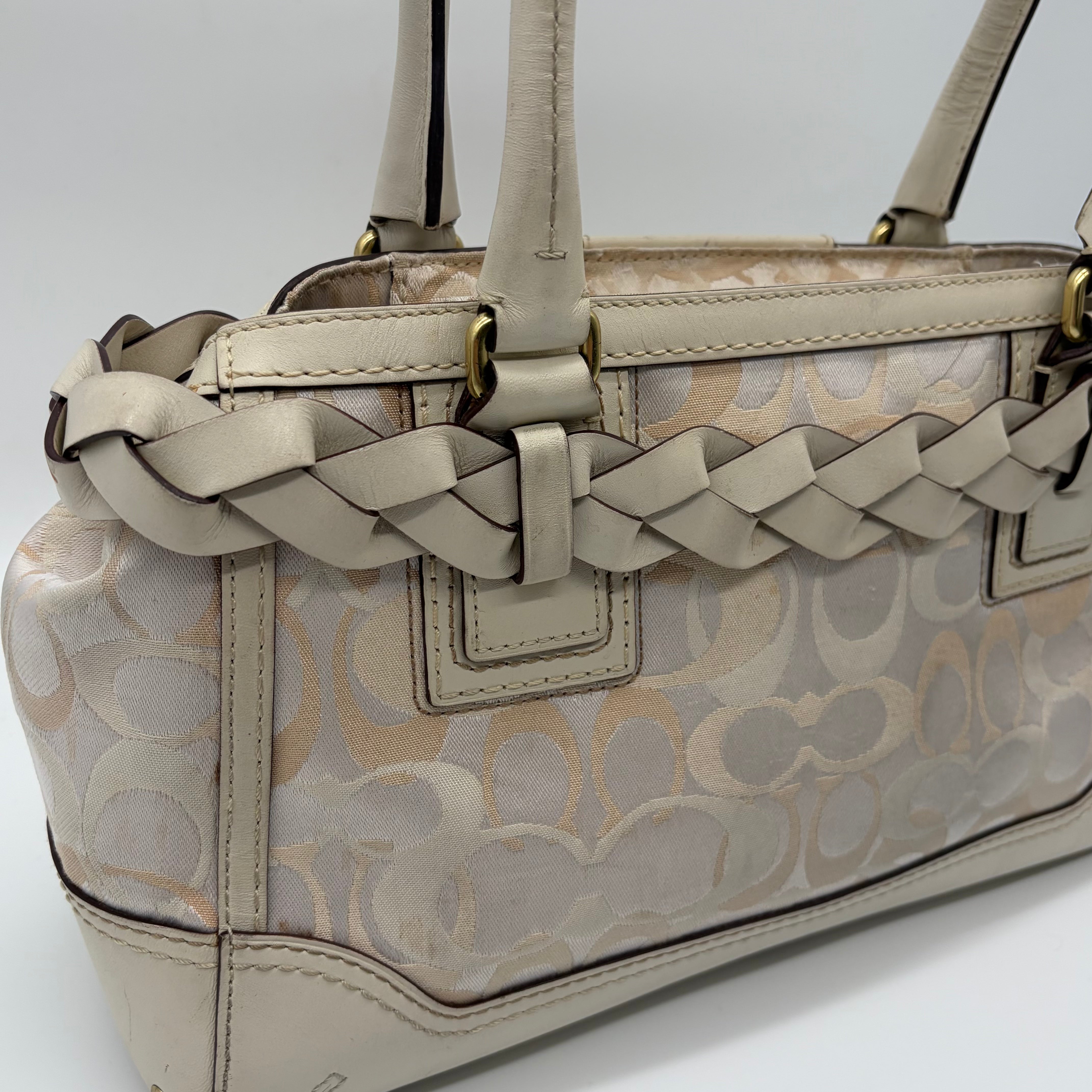 Coach Hampton Signature Braid Satchel Ivory – Vintage