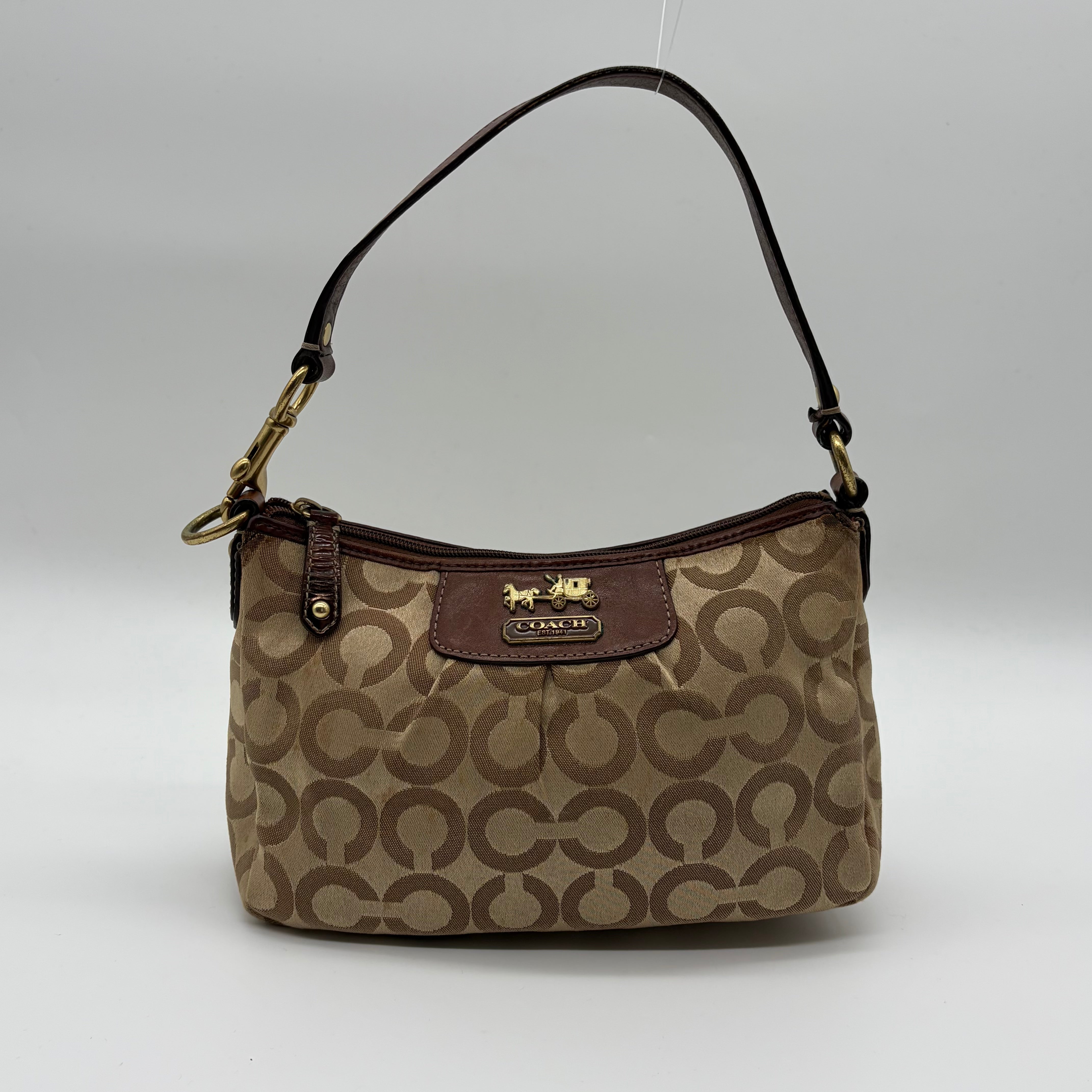 Coach Madison Op Art Pouch Khaki/Mahagoni Mini-Tasche – Vintage