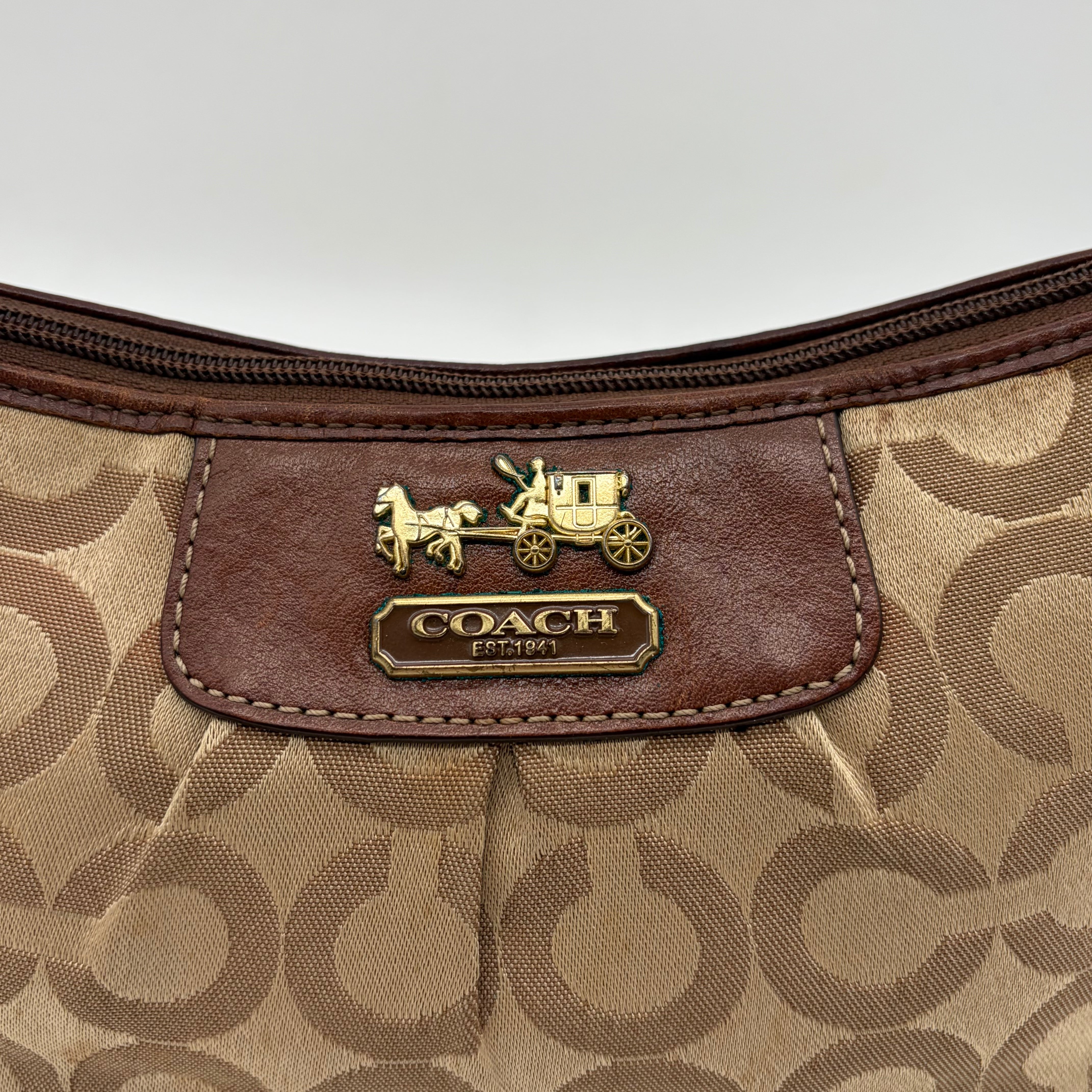 Coach Madison Op Art Pouch Khaki/Mahagoni Mini-Tasche – Vintage