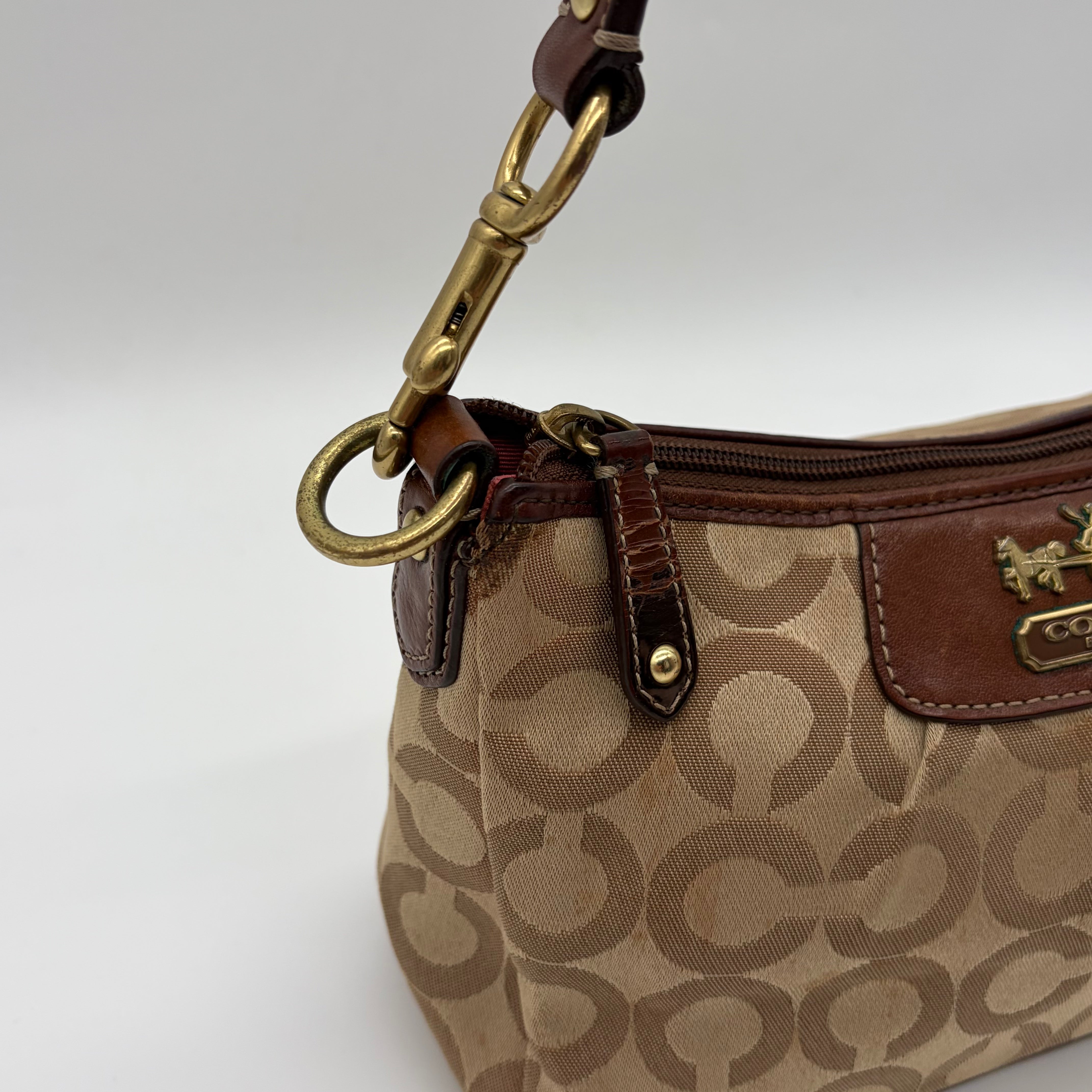 Coach Madison Op Art Pouch Khaki/Mahagoni Mini-Tasche – Vintage