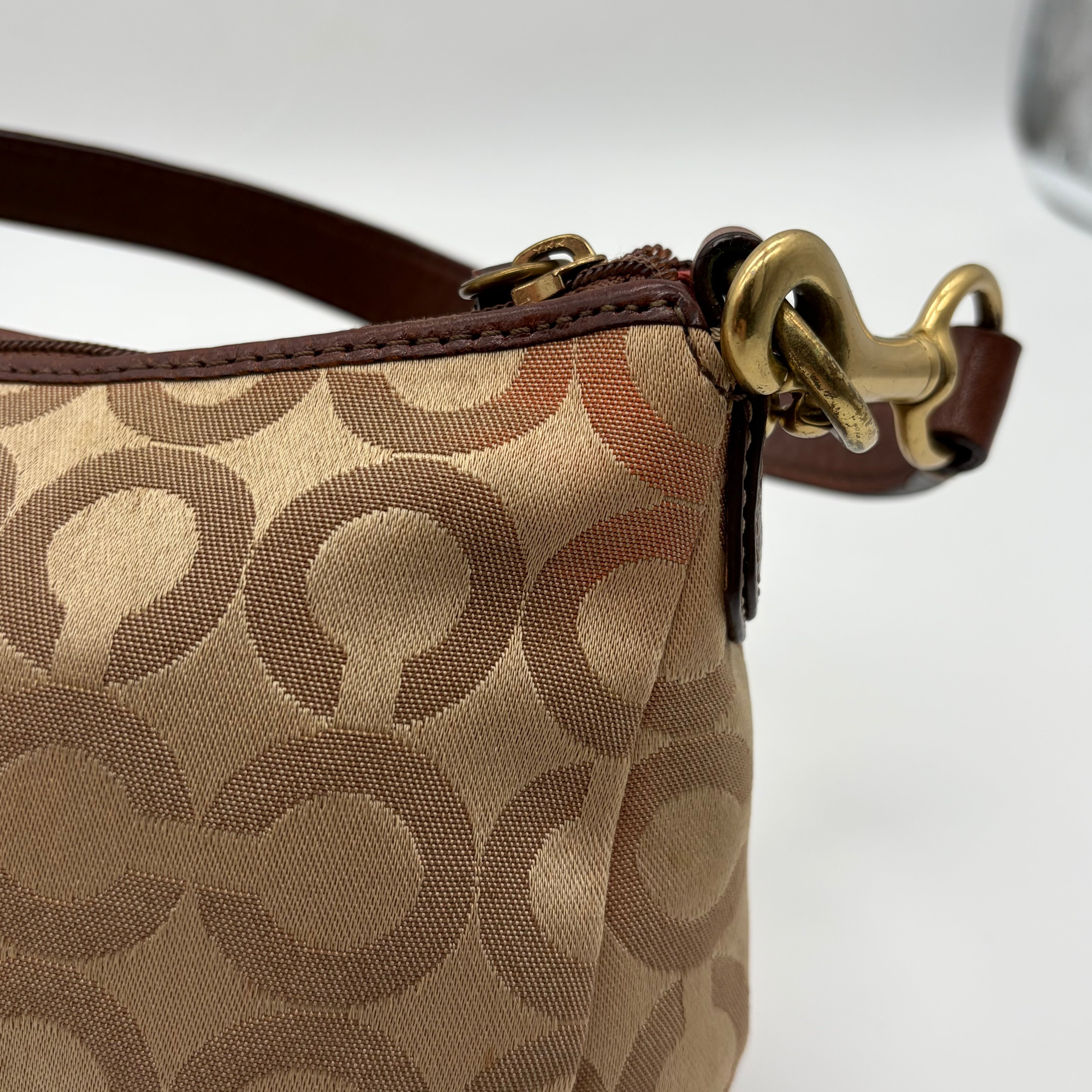 Coach Madison Op Art Pouch Khaki/Mahagoni Mini-Tasche – Vintage