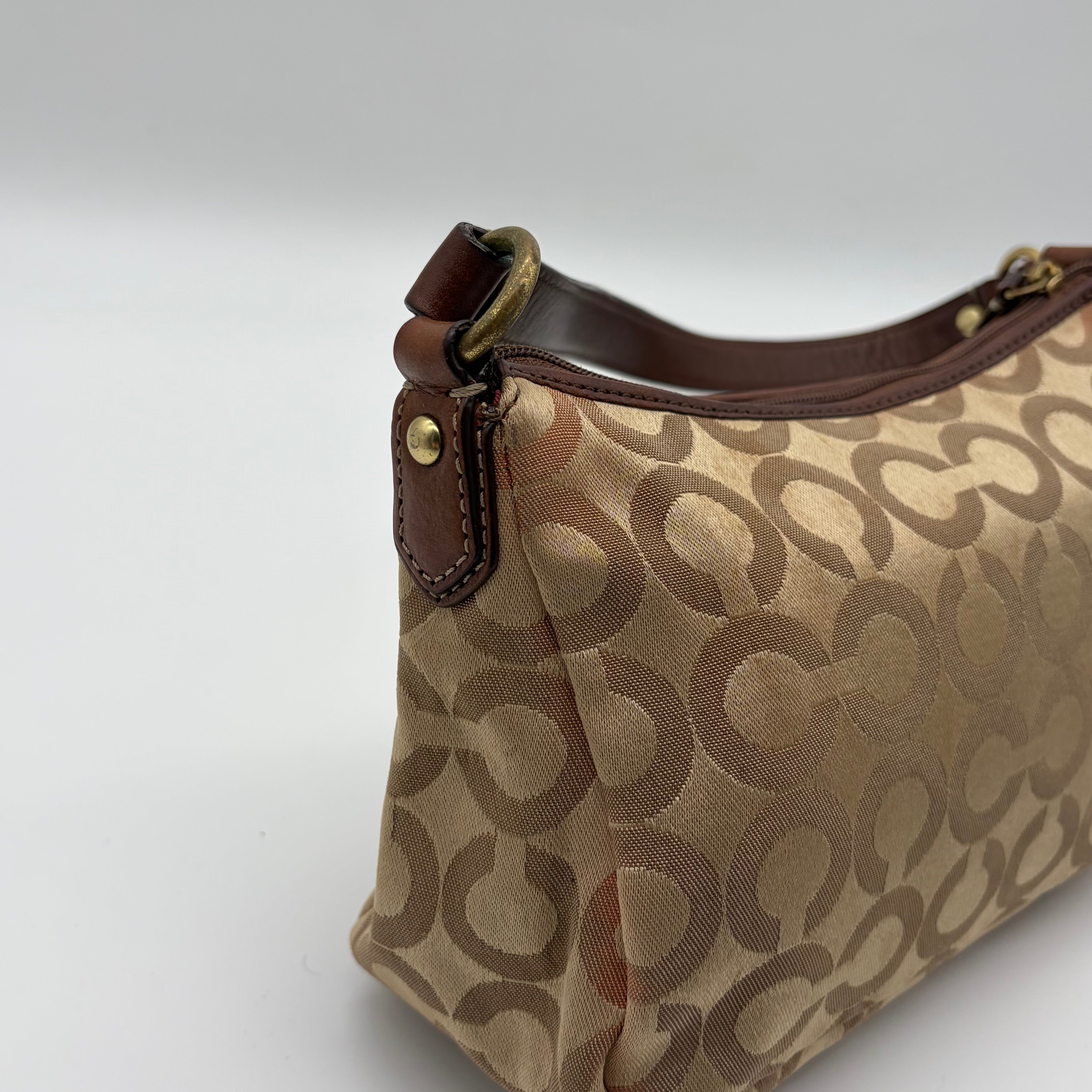 Coach Madison Op Art Pouch Khaki/Mahagoni Mini-Tasche – Vintage