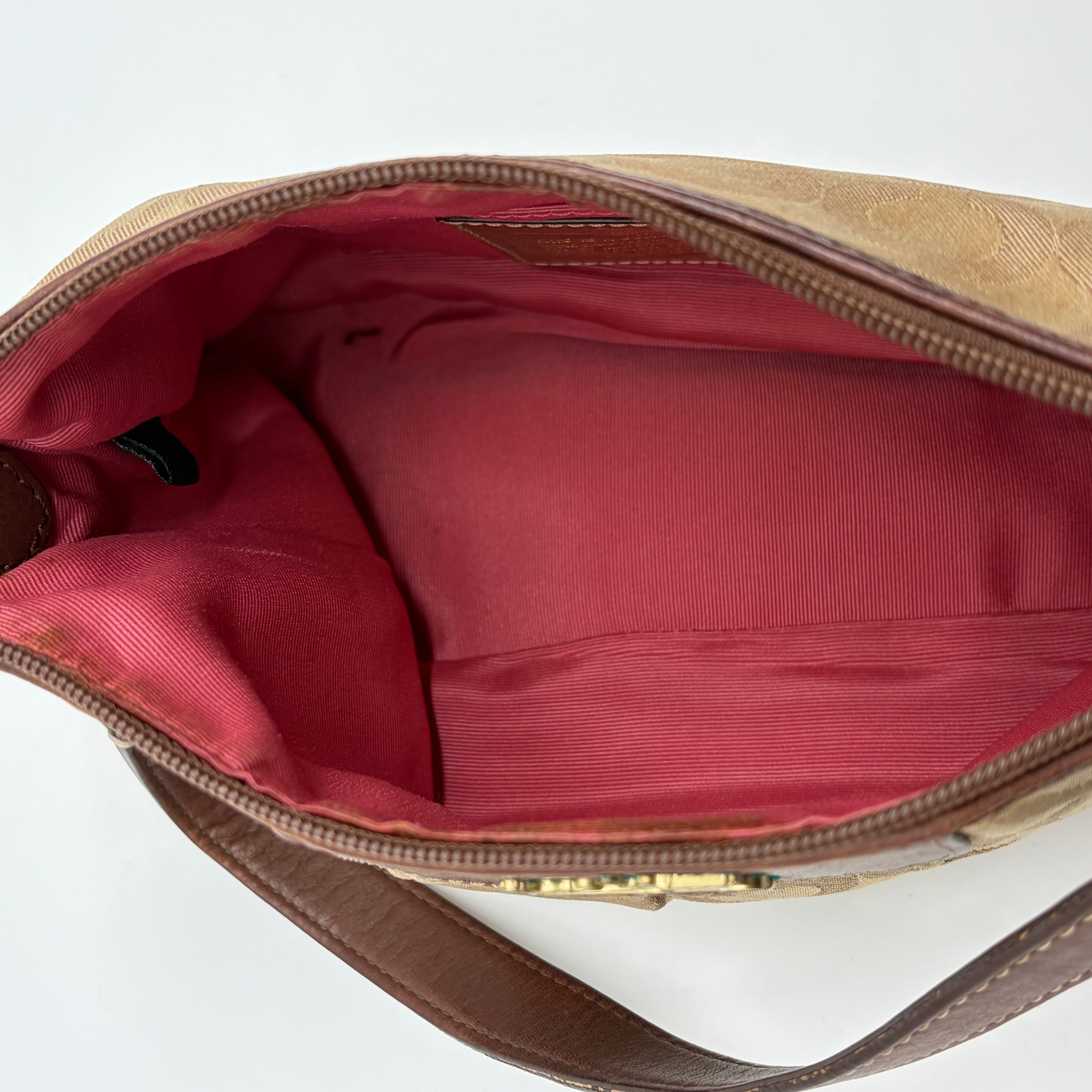 Coach Madison Op Art Pouch Khaki/Mahagoni Mini-Tasche – Vintage