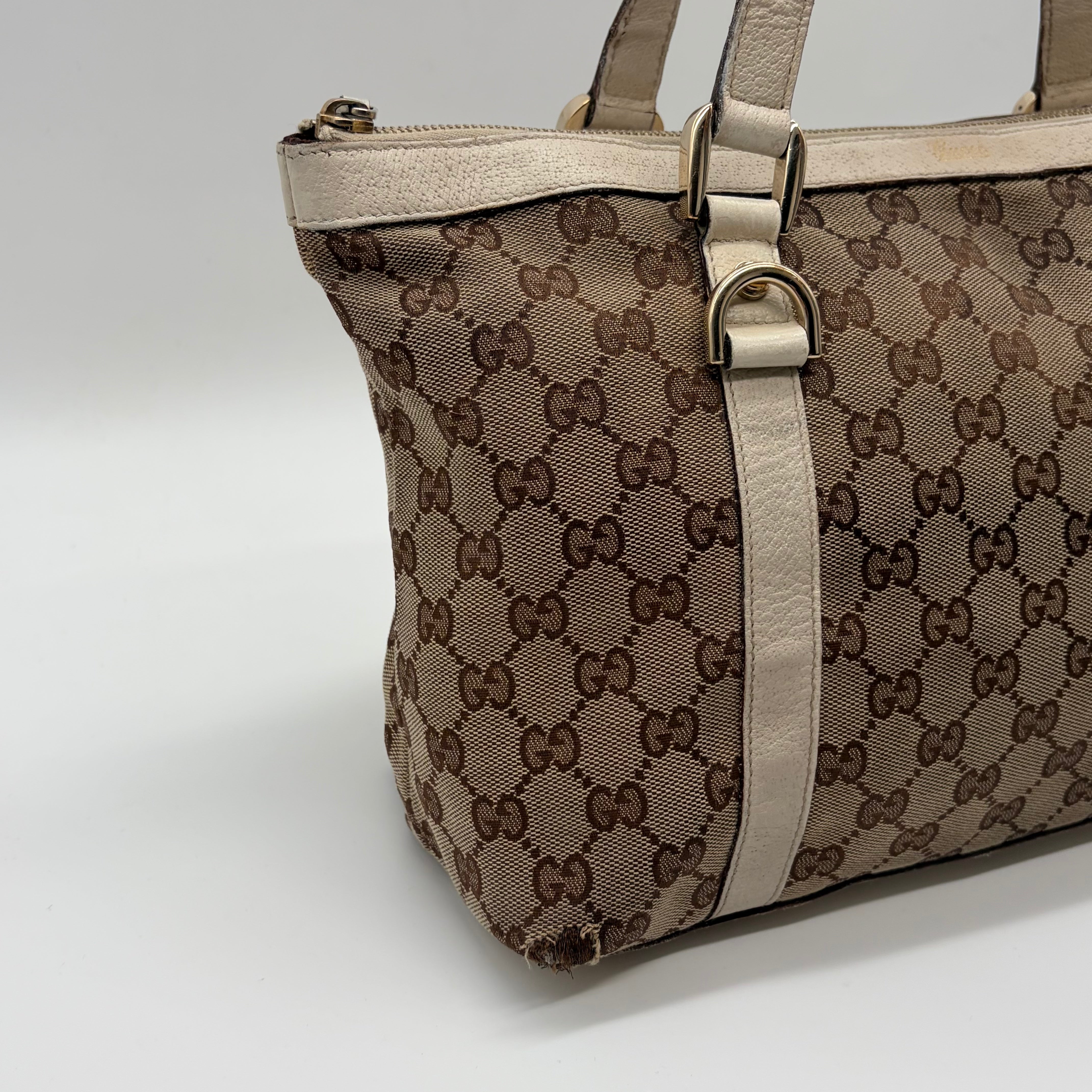Gucci Abbey D-Ring Tote Cream/Beige GG Canvas – Vintage