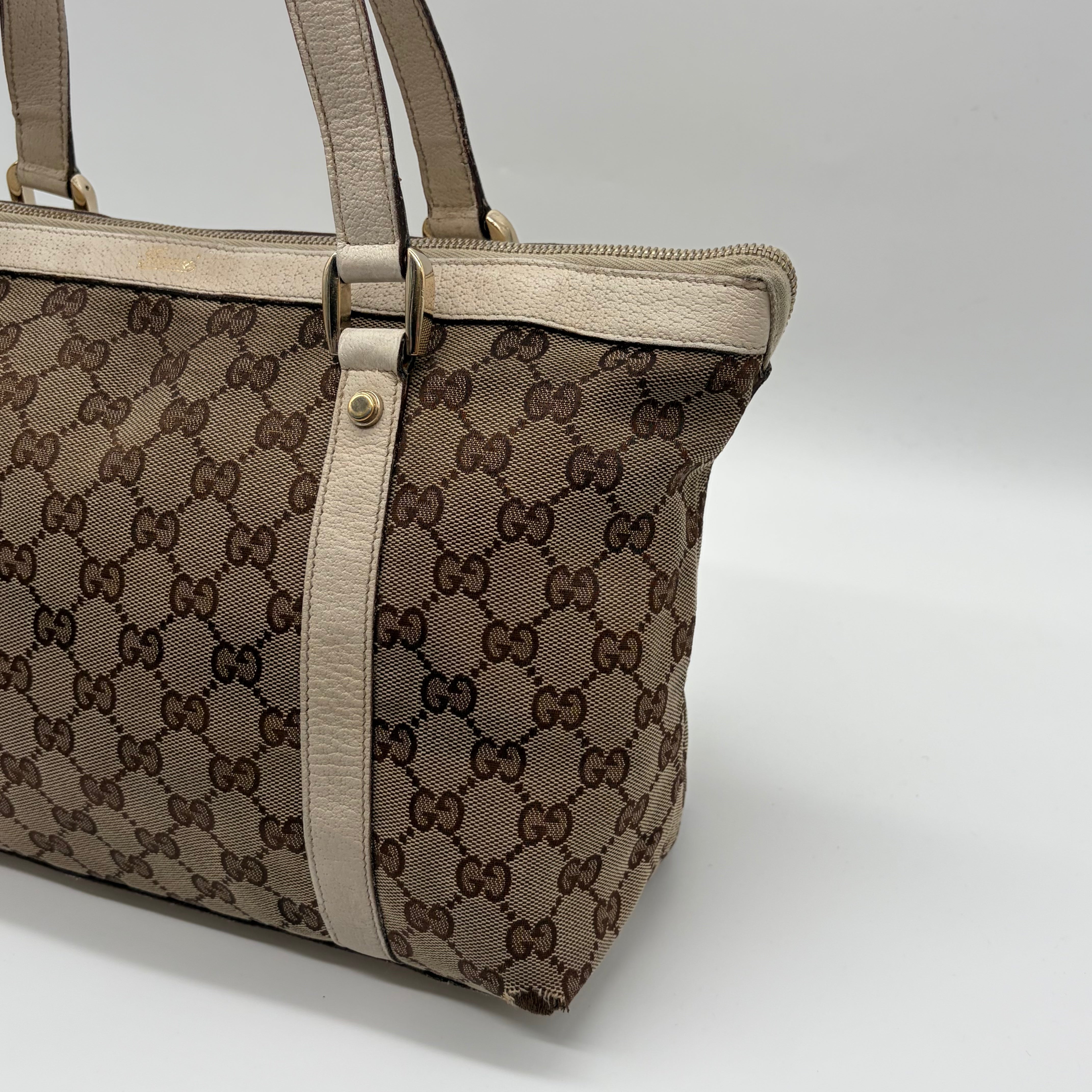 Gucci Abbey D-Ring Tote Cream/Beige GG Canvas – Vintage
