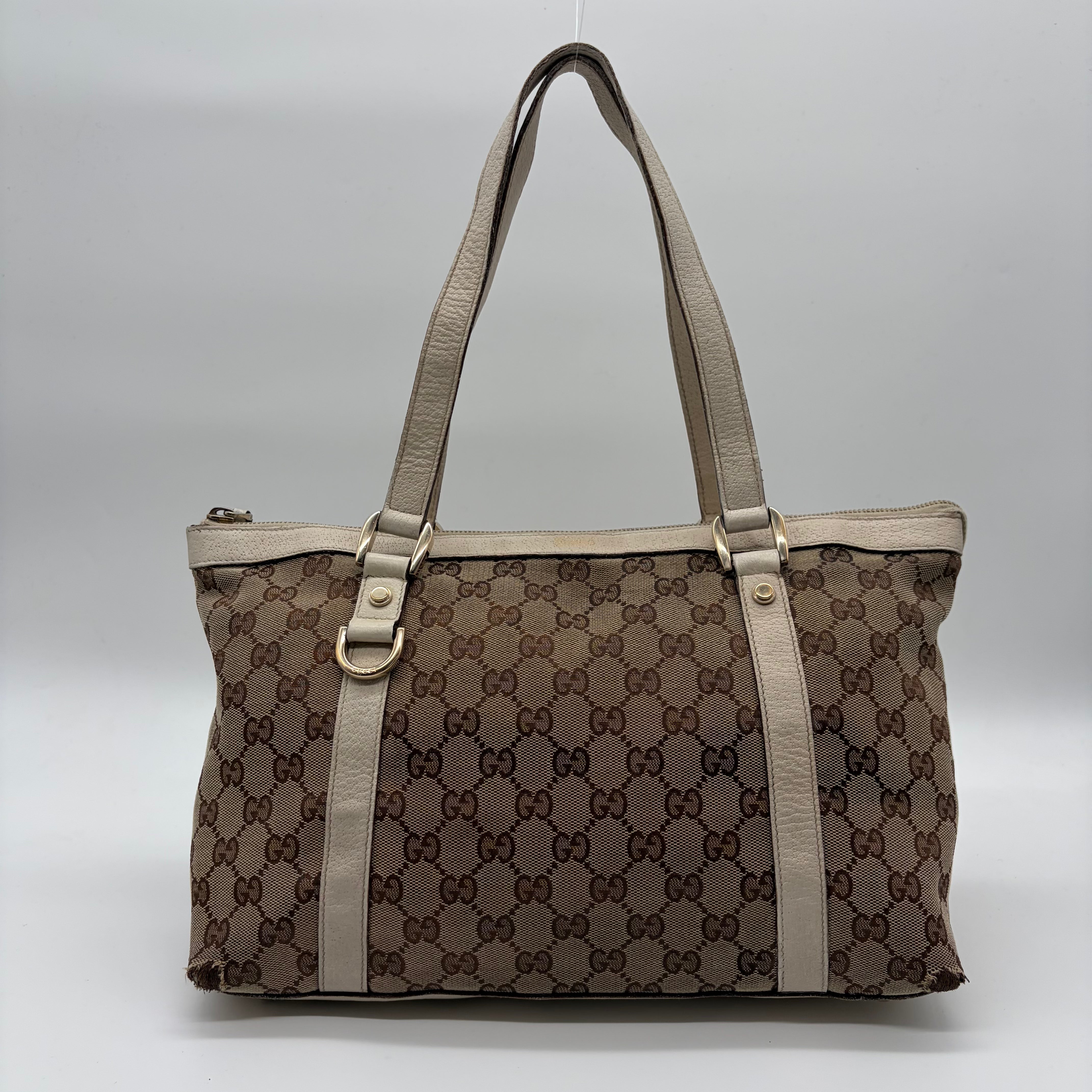 Gucci Abbey D-Ring Tote Cream/Beige GG Canvas – Vintage