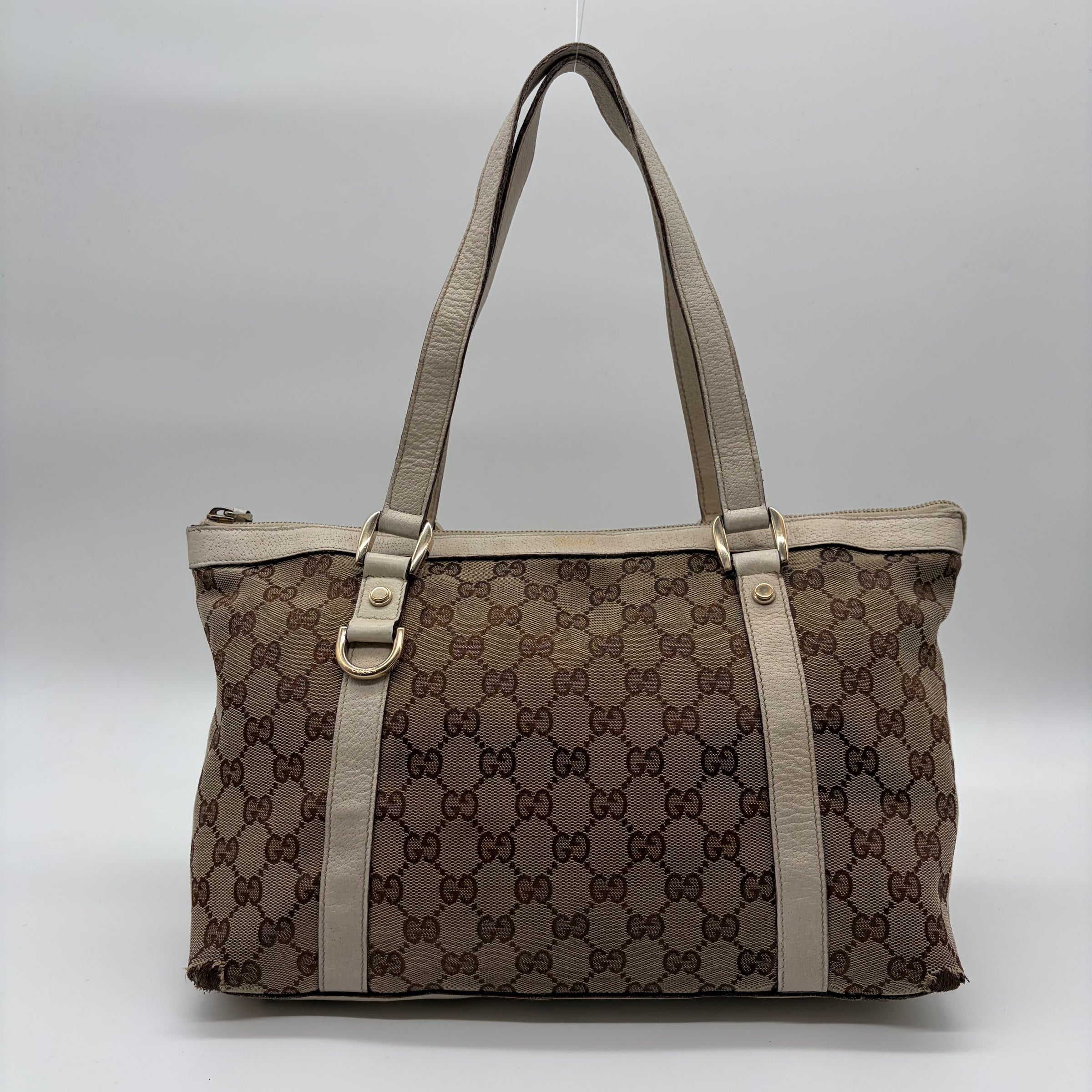 Gucci Abbey D-Ring Tote Cream/Beige GG Canvas – detail view 4