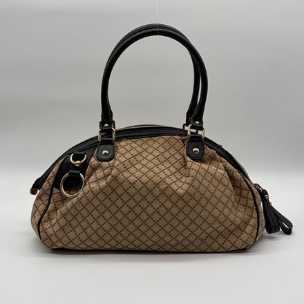 Gucci Sukey Boston Bag Diamante Canvas Beige/Schwarz – Vintage