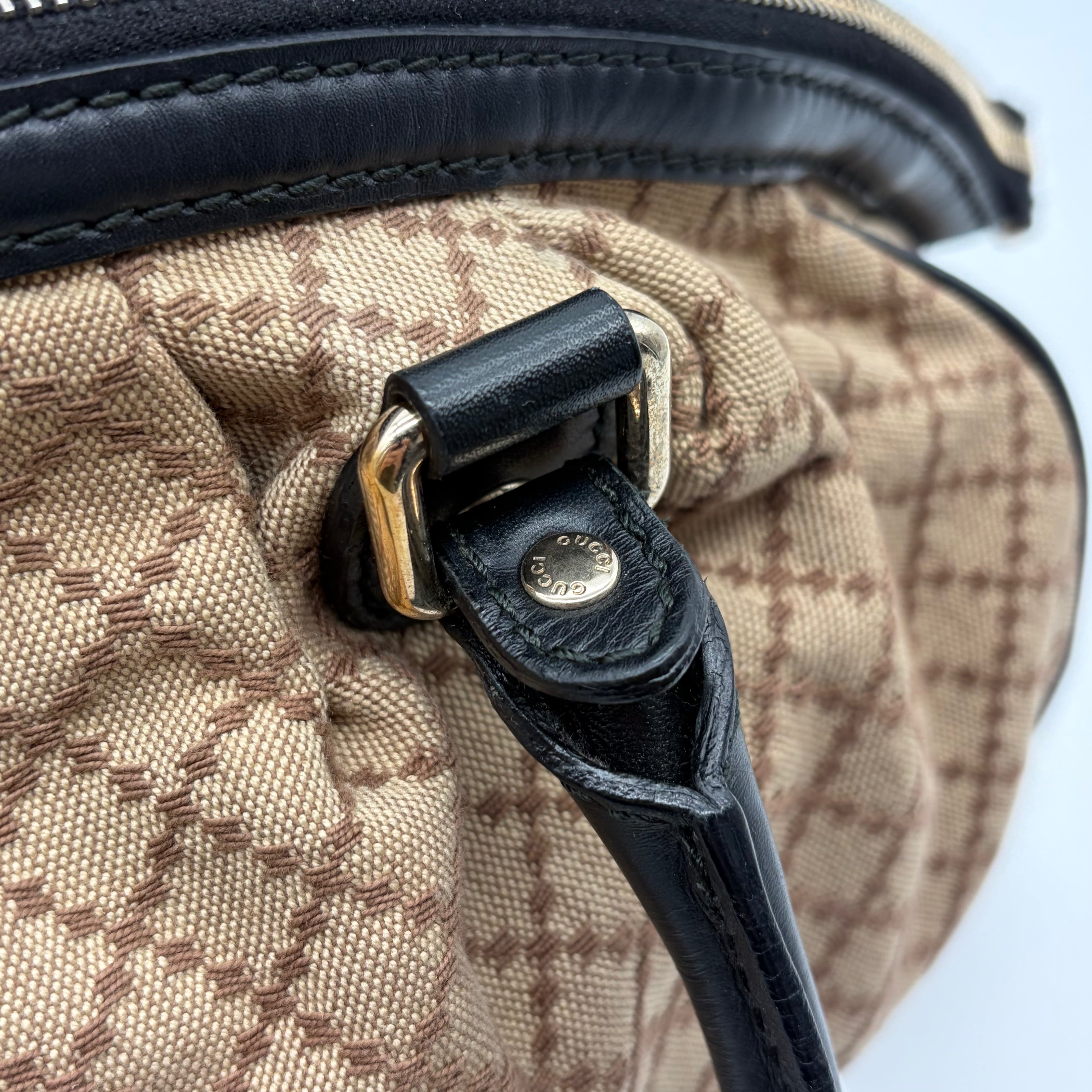 Gucci Sukey Boston Bag Diamante Canvas Beige/Schwarz – Vintage