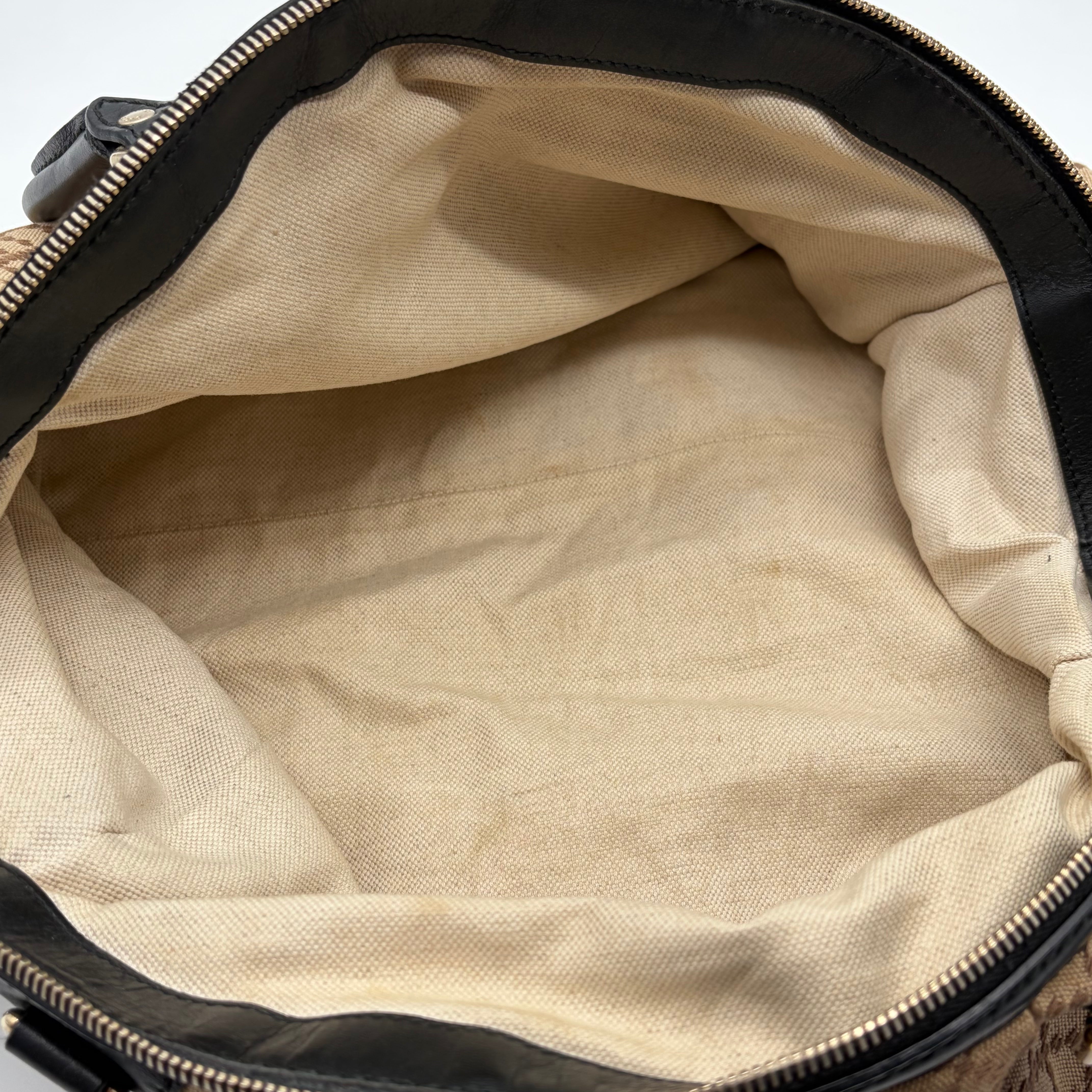 Gucci Sukey Boston Bag Diamante Canvas Beige/Schwarz – Vintage