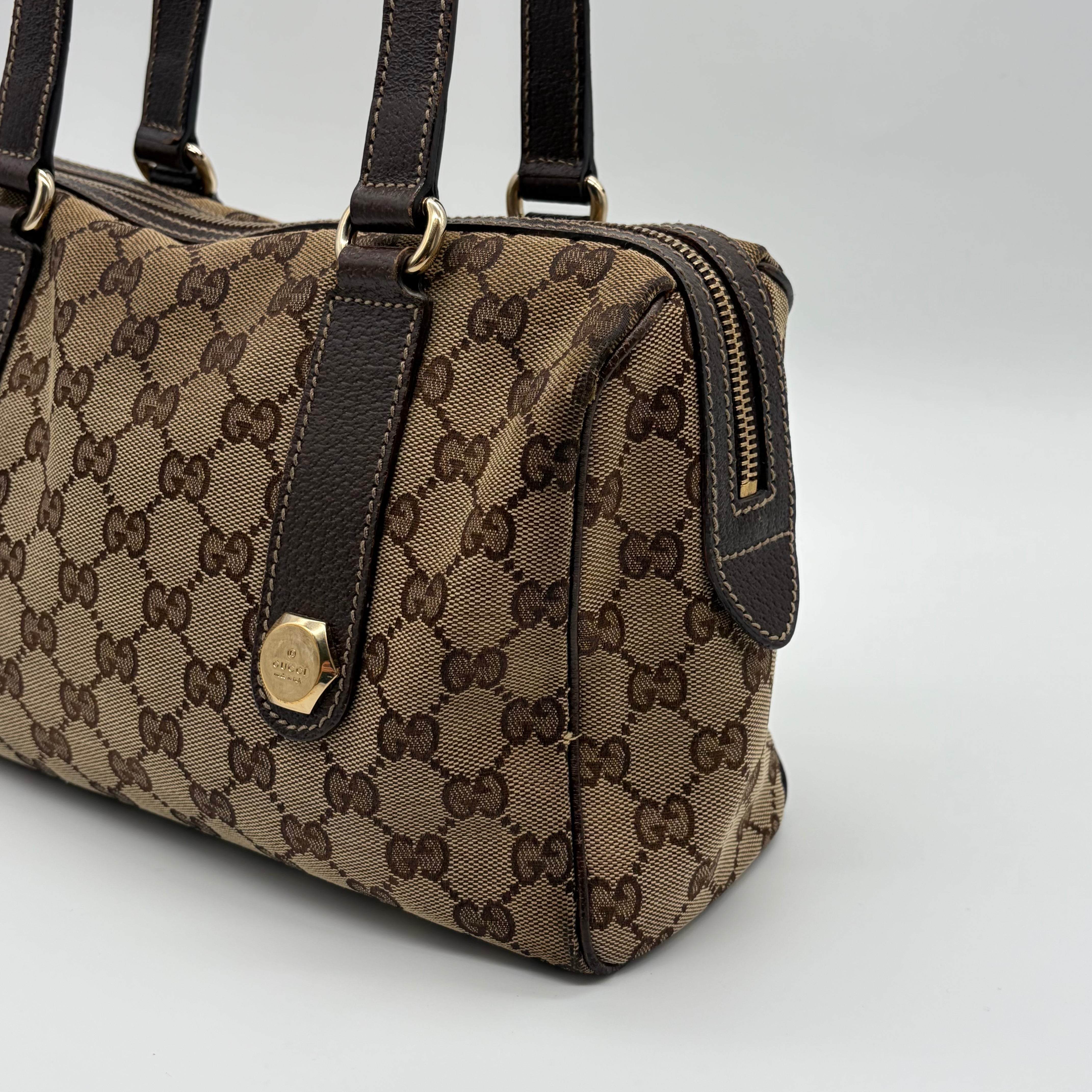 Gucci Charmy Boston Bag GG Canvas Beige/Ebony – Vintage