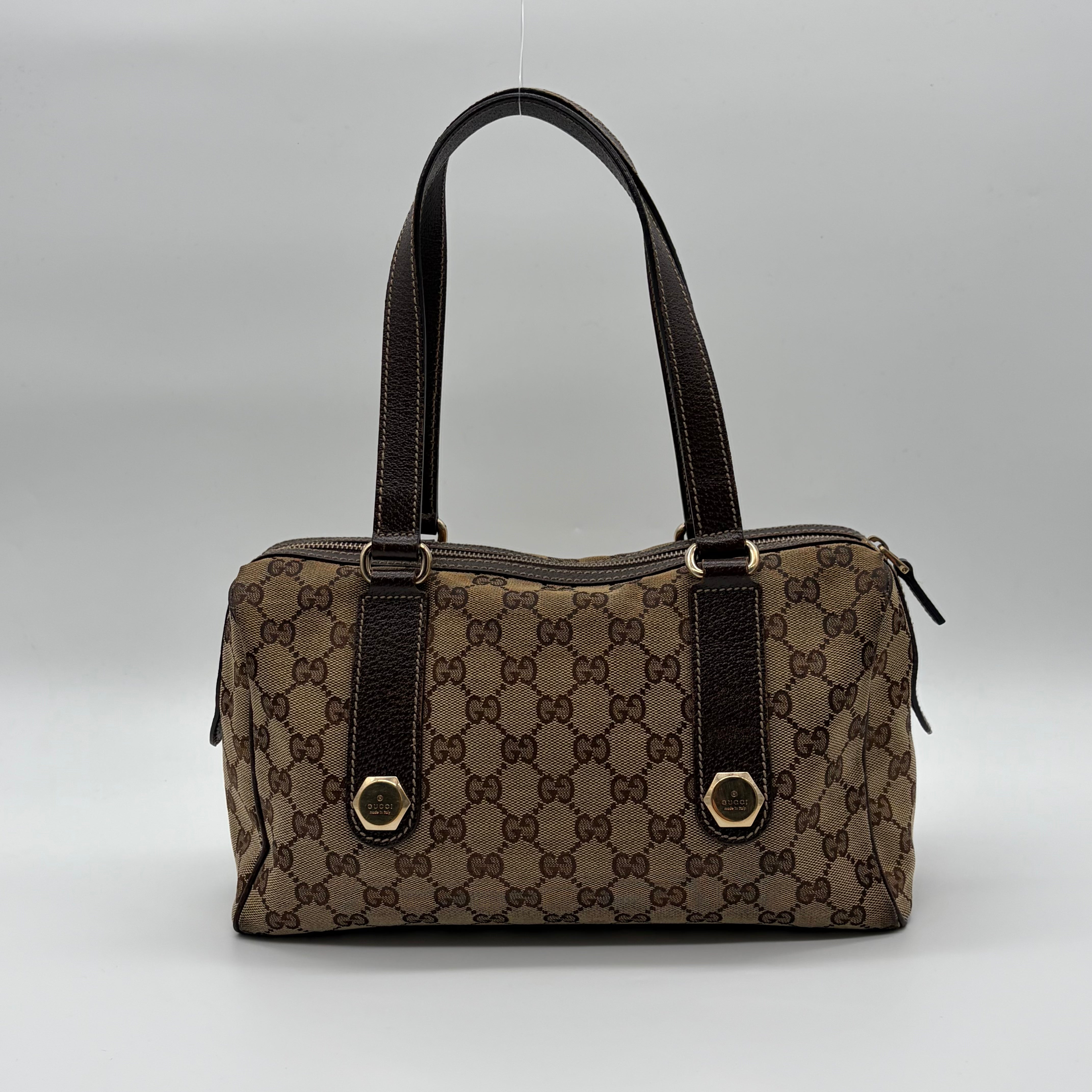 Gucci Charmy Boston Bag GG Canvas Beige/Ebony – Vintage