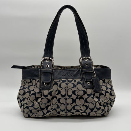 Coach Soho Pleated Signature Tote Khaki/Navy – Vintage