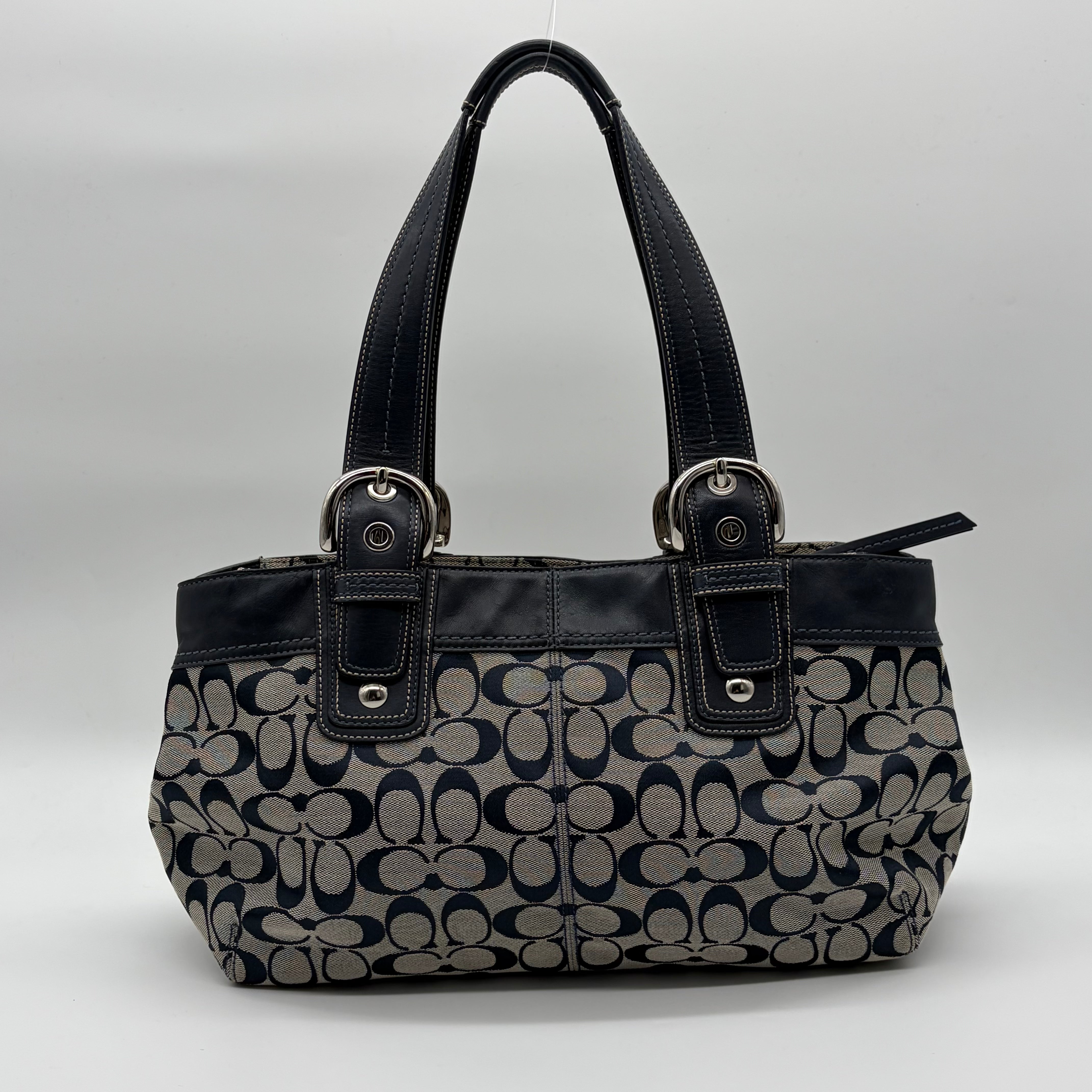 Coach Soho Pleated Signature Tote Khaki/Navy – Vintage