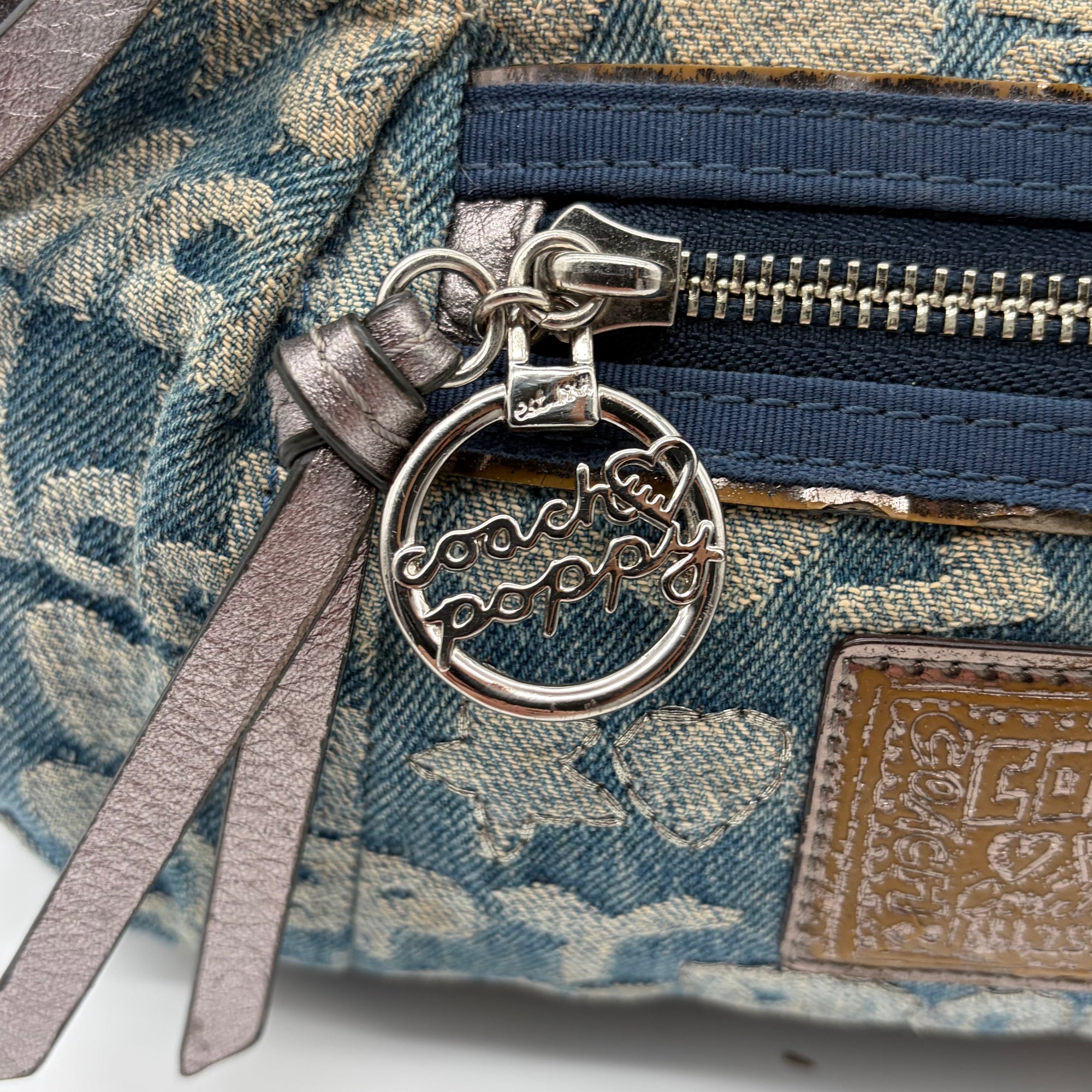 Coach Poppy Denim Graffiti Hobo – Y2K Vintage – detail view 3