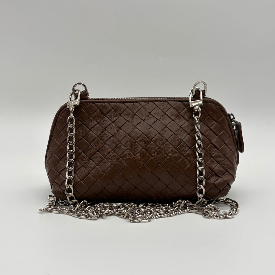 Bottega Veneta Intrecciato Mini Crossbody Braun – vintage designer handbag
