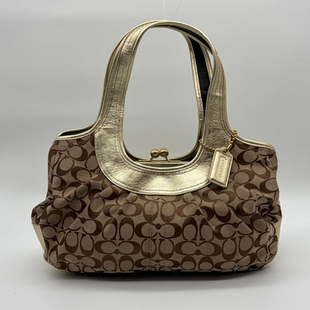 Coach Signature Hobo Metallic Leather Beige Gold – Vintage Frame