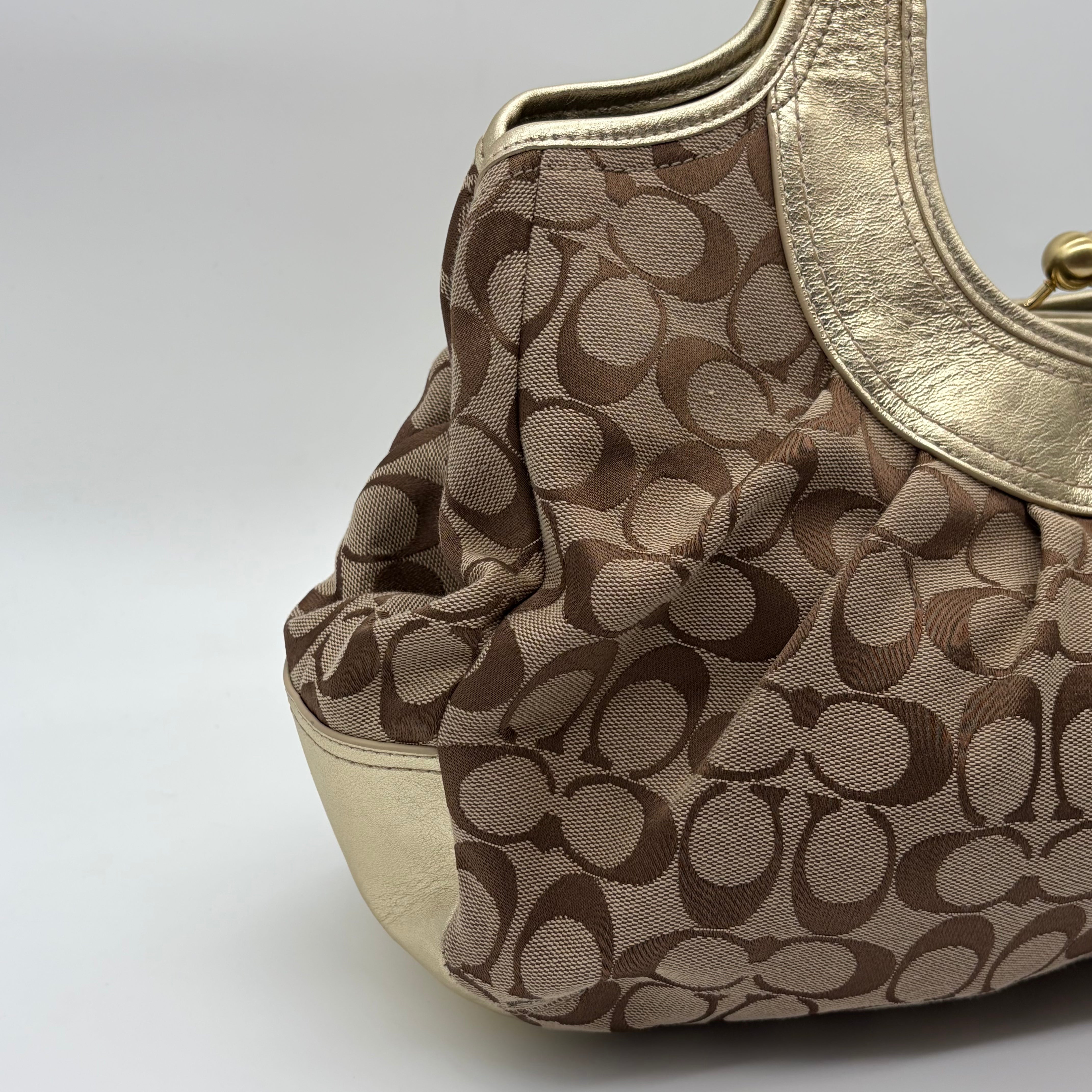 Coach Signature Hobo Metallic Leather Beige Gold – Vintage Frame