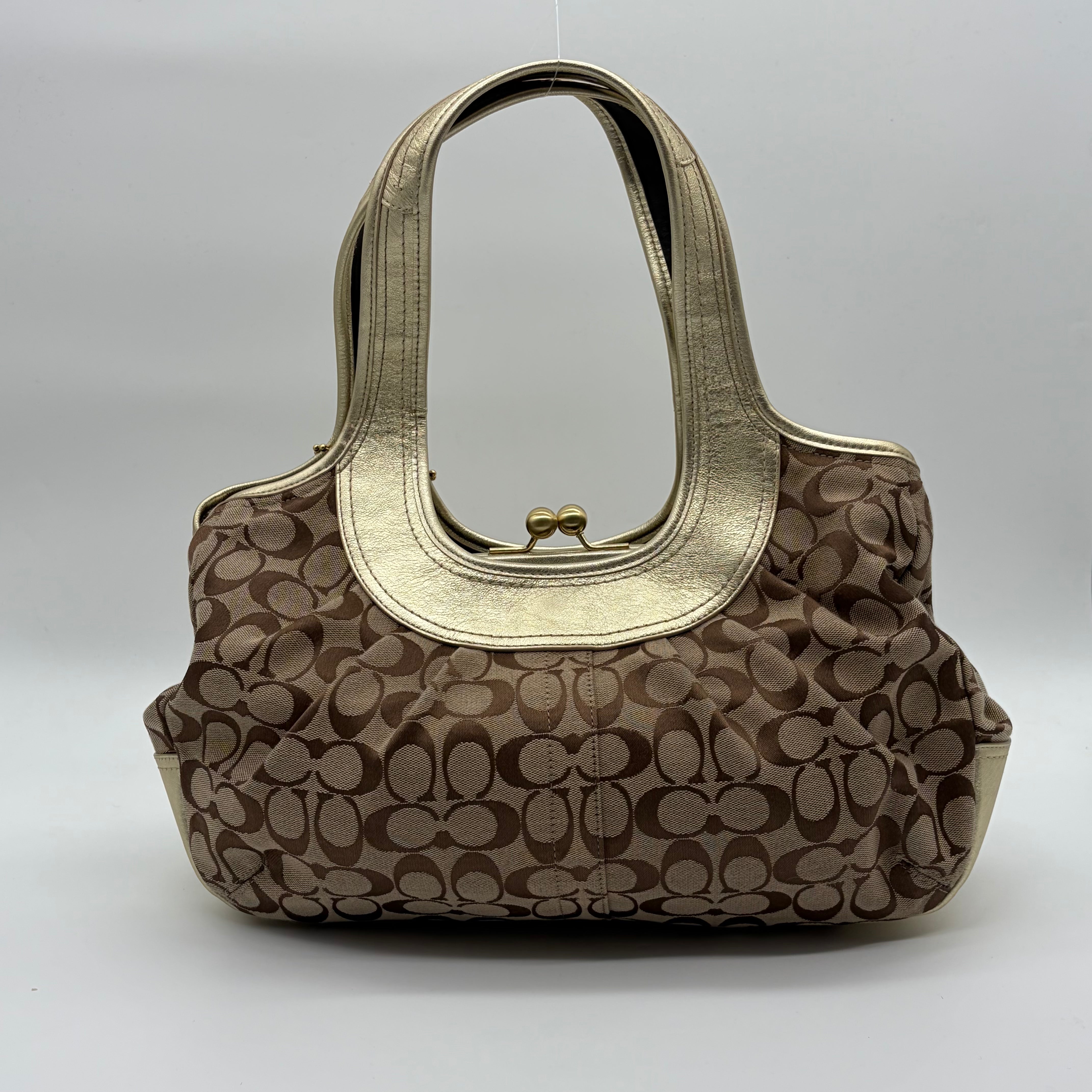 Coach Signature Hobo Metallic Leather Beige Gold – Vintage Frame