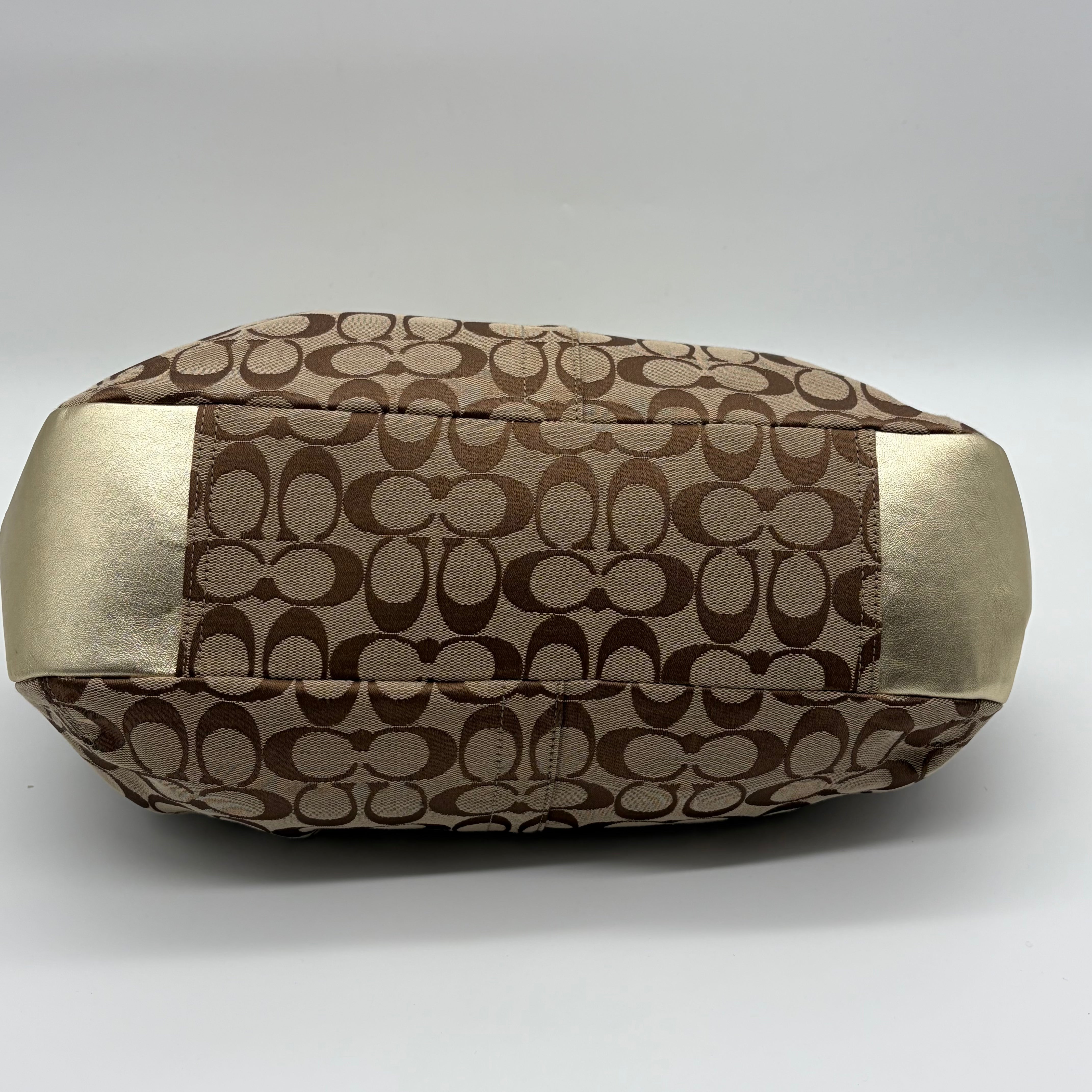 Coach Signature Hobo Metallic Leather Beige Gold – Vintage Frame