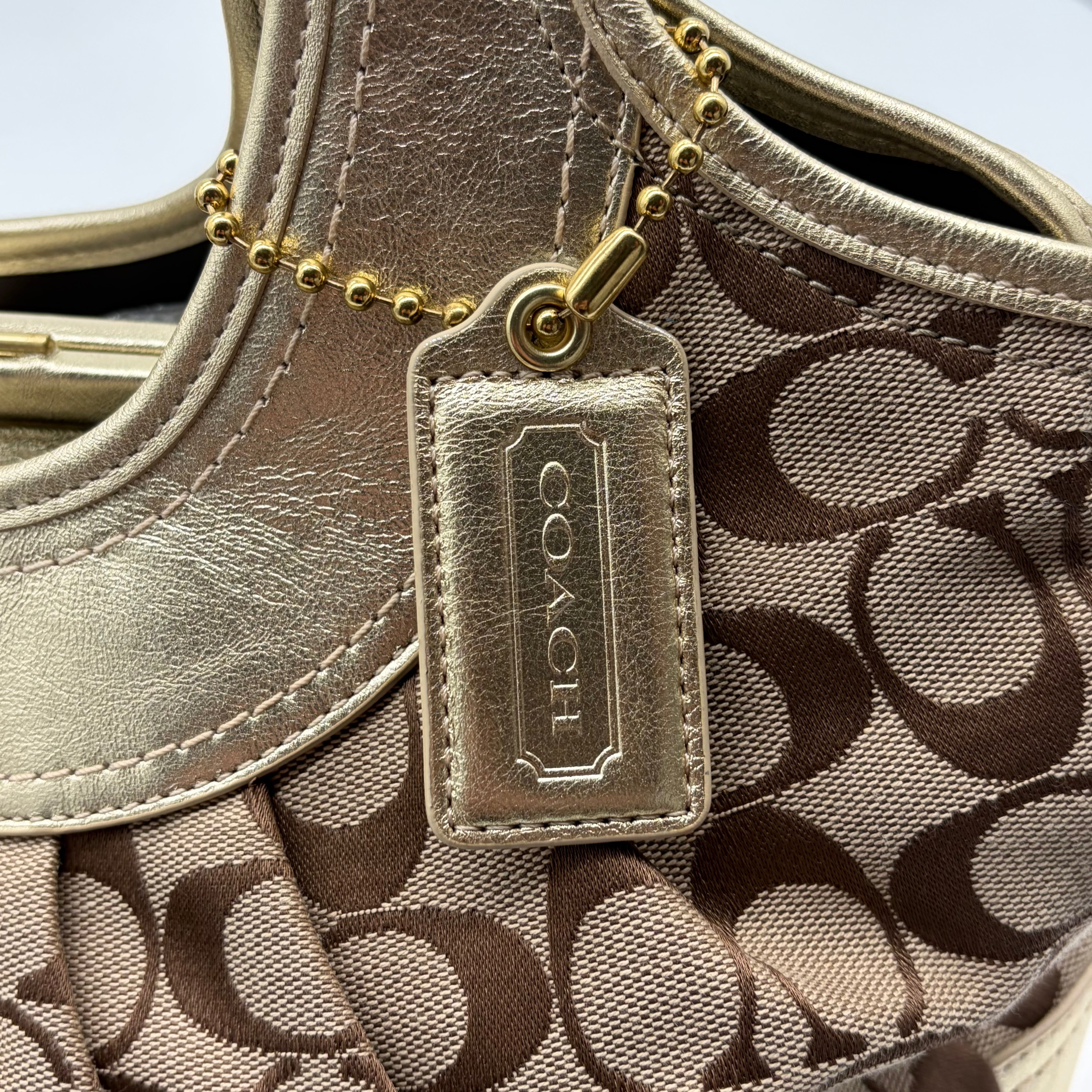 Coach Signature Hobo Metallic Leather Beige Gold – Vintage Frame