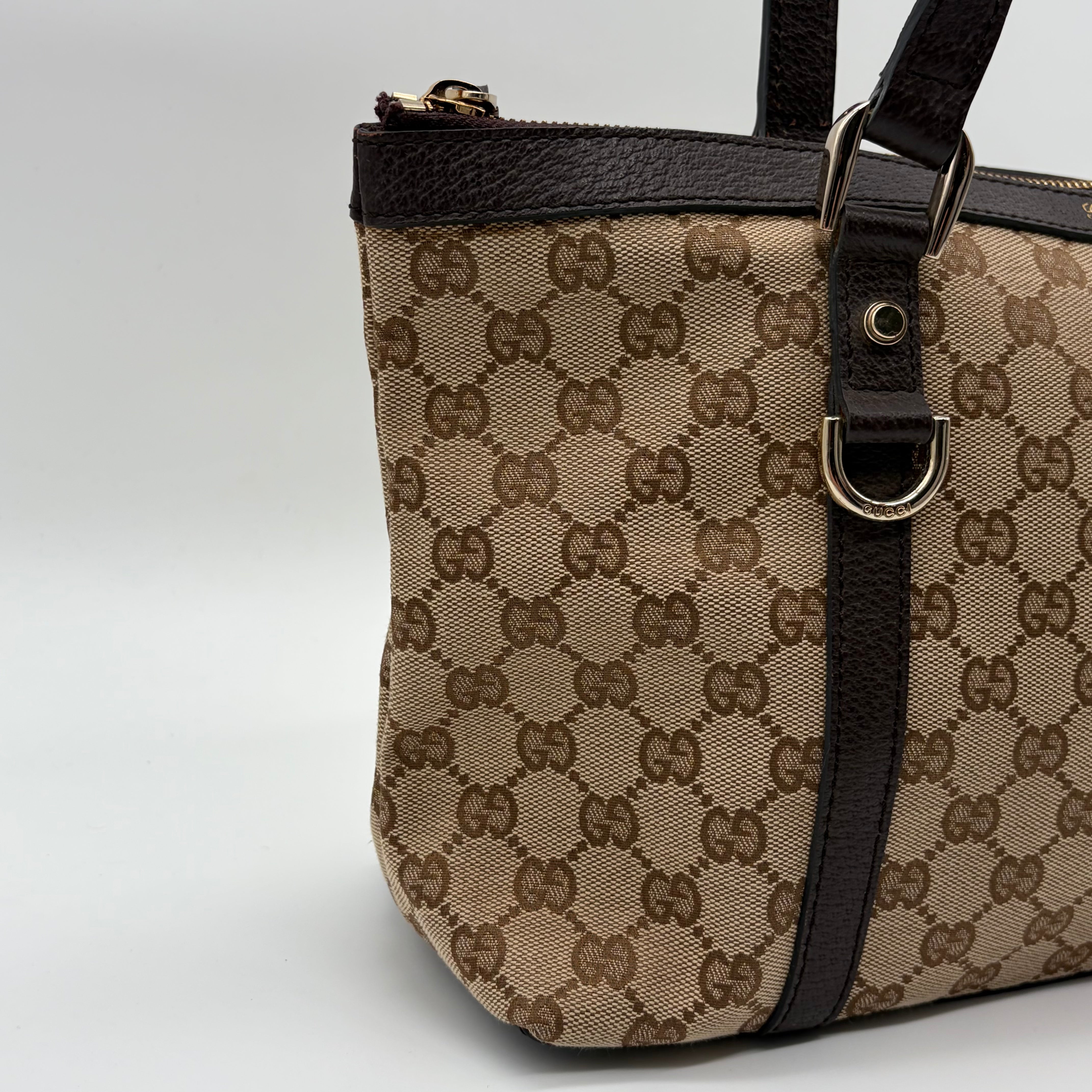 Gucci Abbey D-Ring Tote Beige/Ebony GG Canvas – Vintage