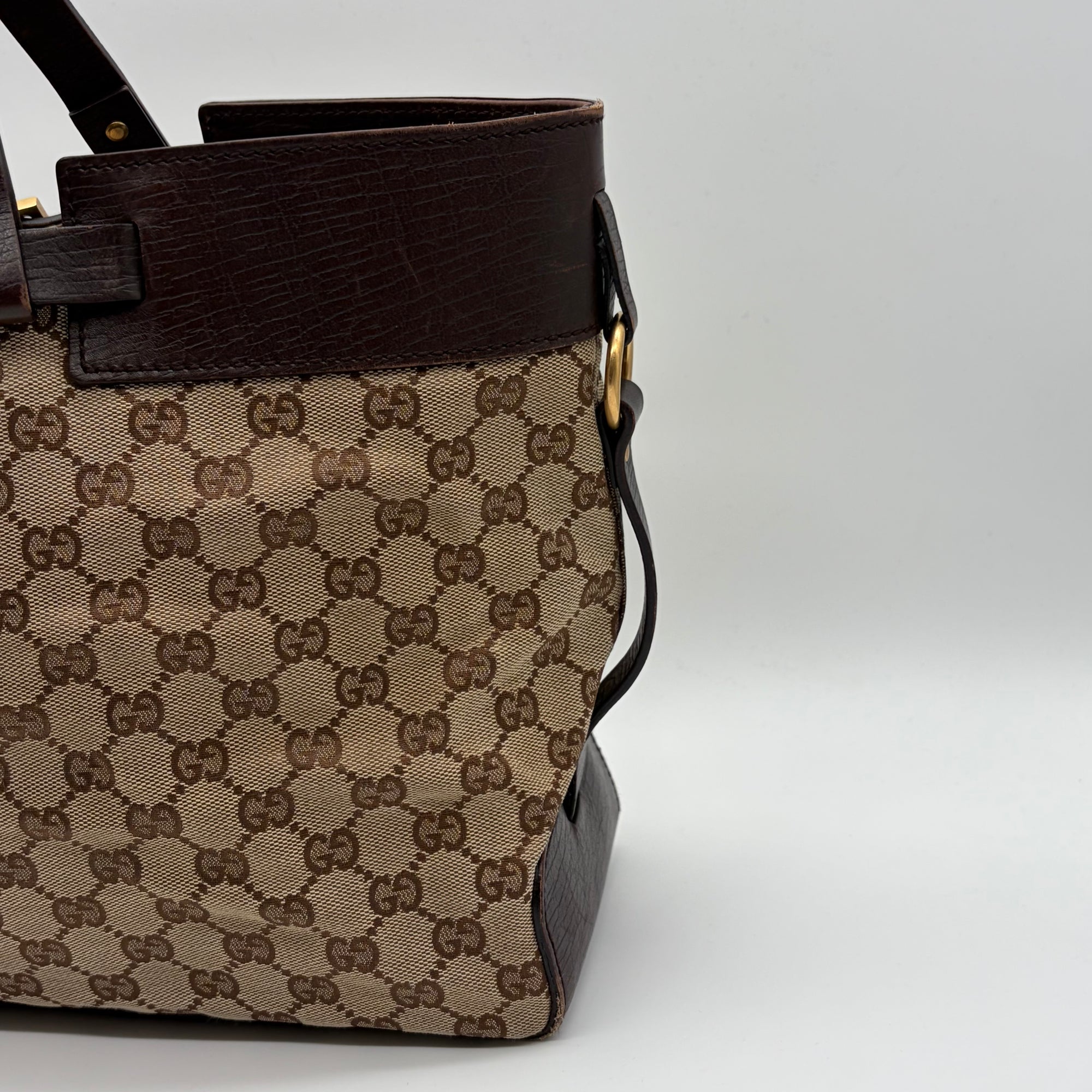 Gucci GG Monogram Canvas Tote Schwarz Leder – detail view 2