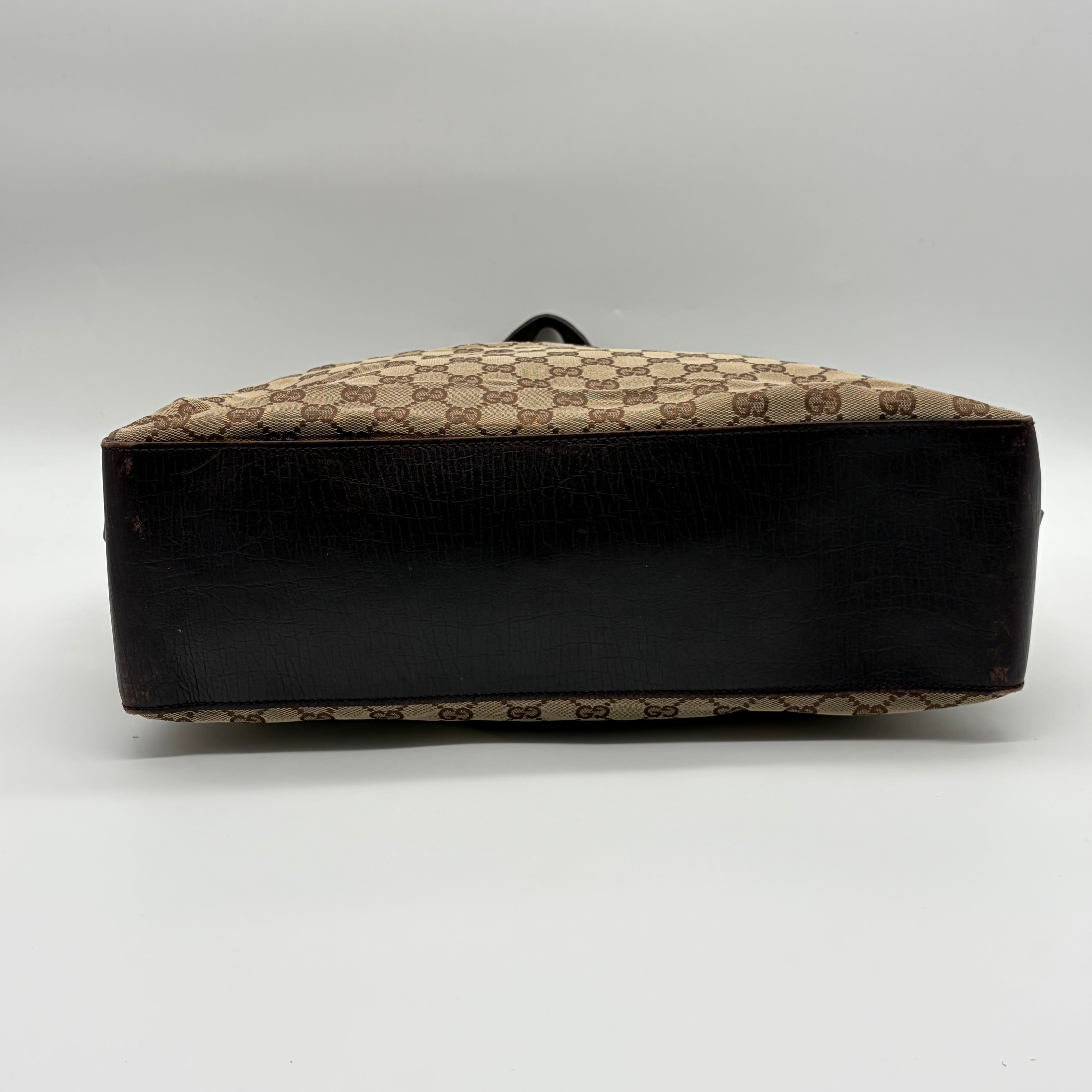 Gucci GG Monogram Canvas Tote Schwarz Leder – Vintage