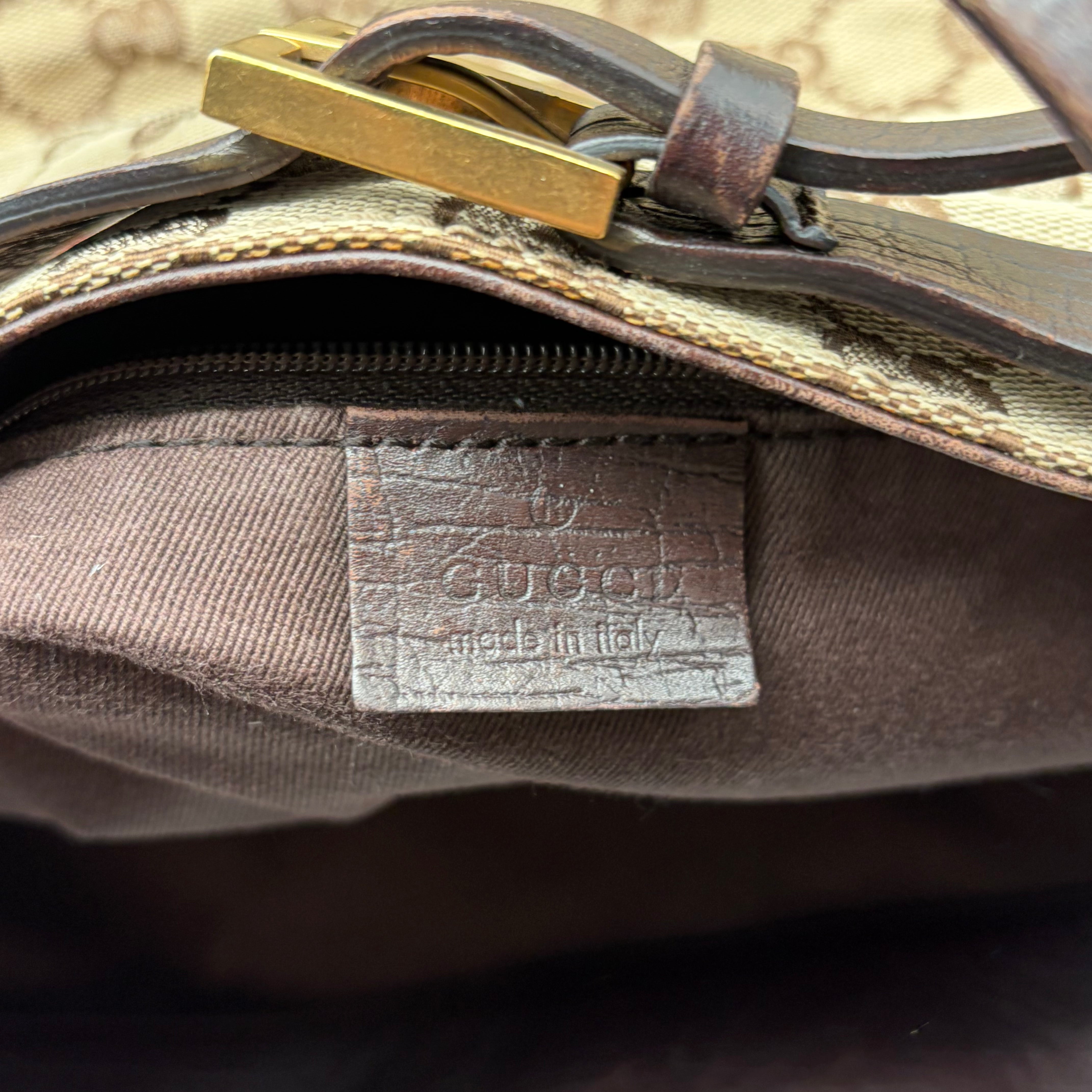 Gucci GG Monogram Canvas Tote Schwarz Leder – Vintage