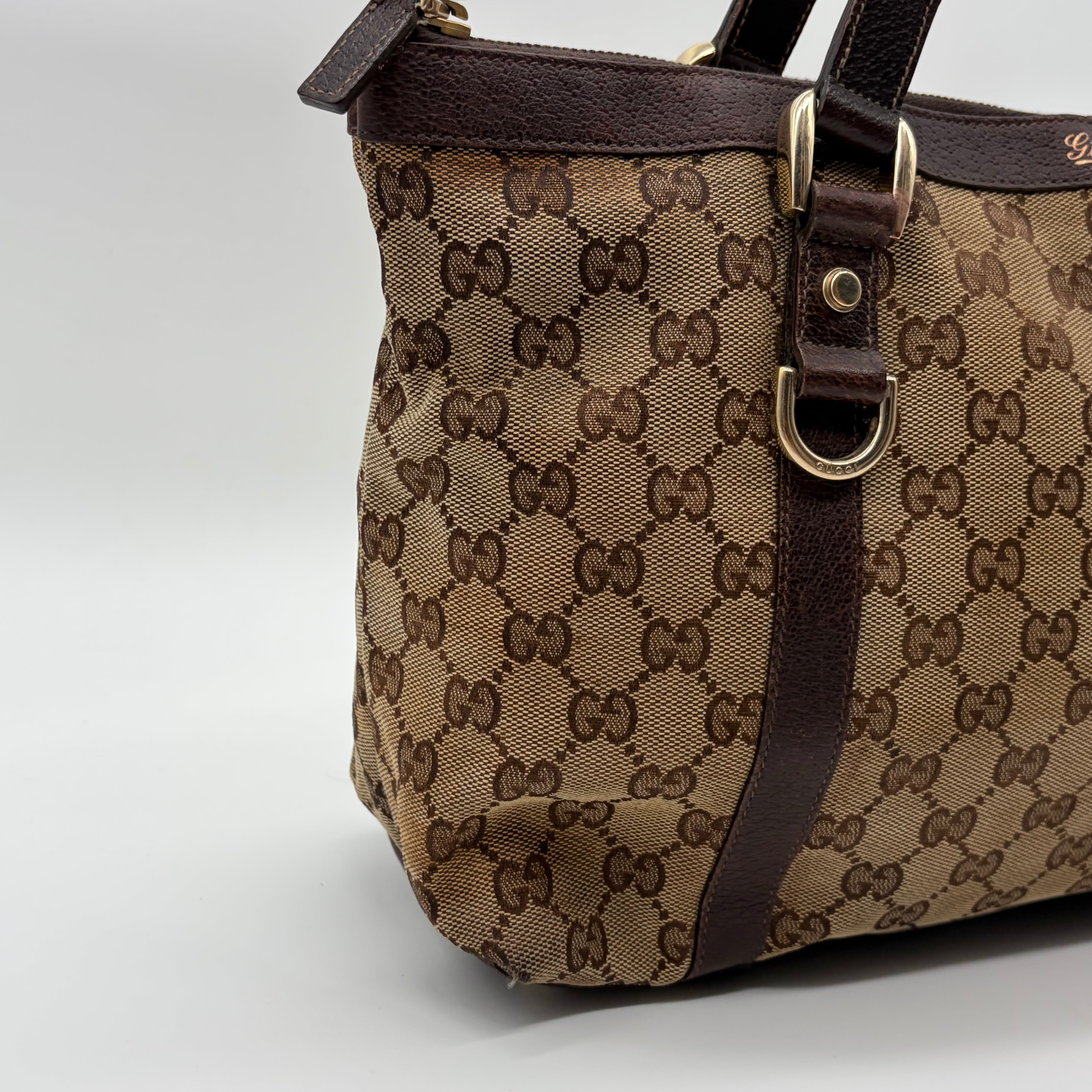 Gucci Abbey D-Ring Tote GG Canvas Beige/Ebony – Vintage