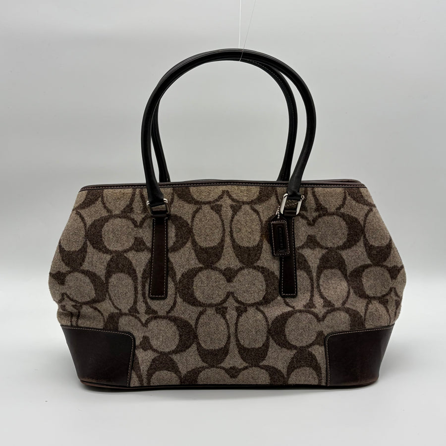Coach Signature Monogram Tote Schwarz Beige – vintage designer handbag