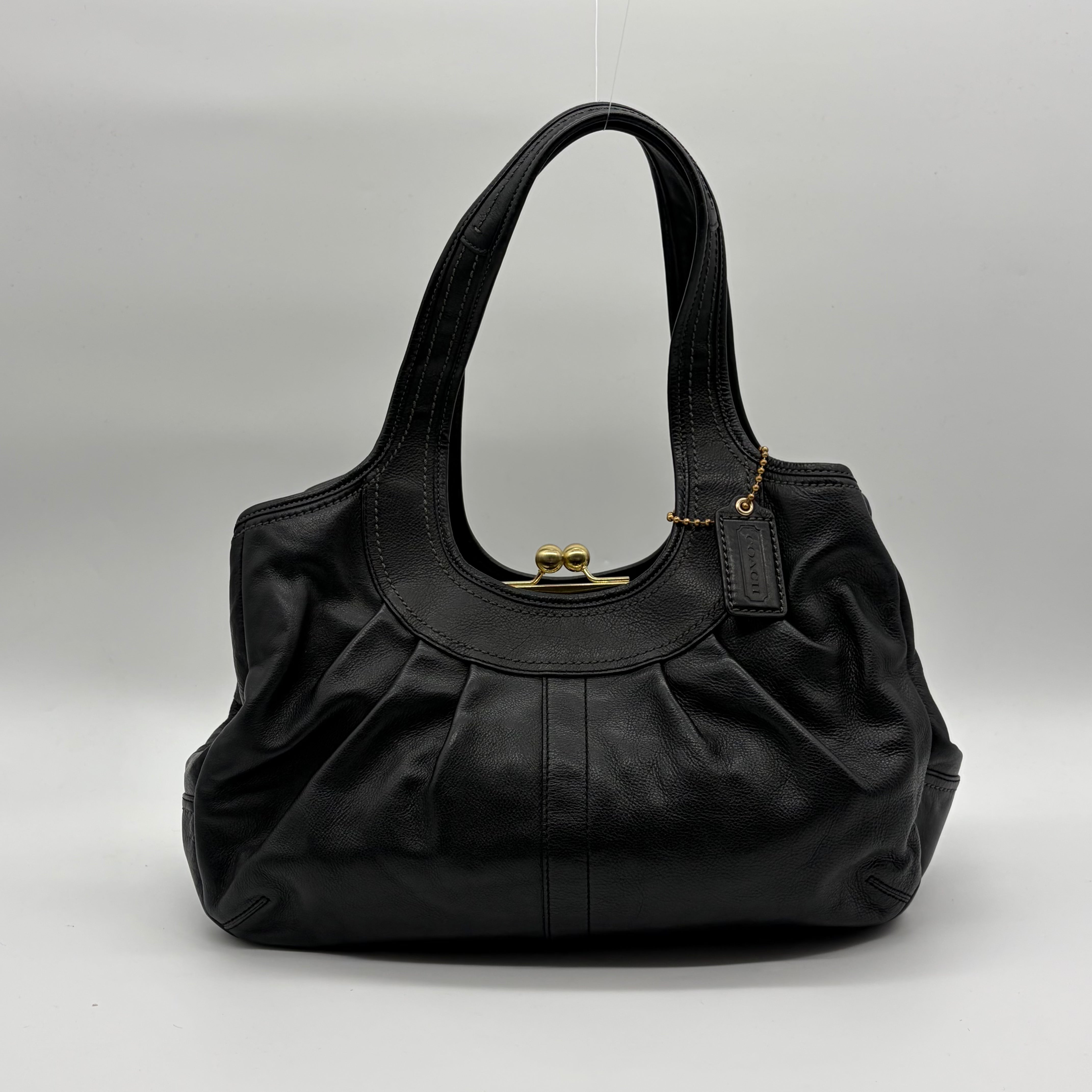 Coach Ergo Kisslock Hobo Schwarz Leder Vintage 2008 – Vintage