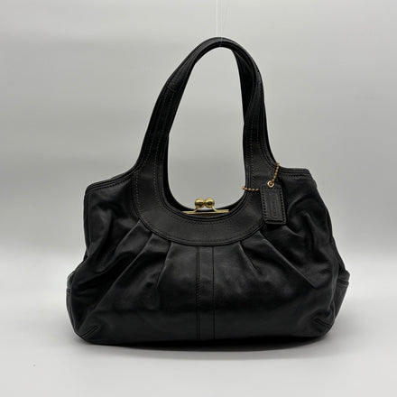 Coach Ergo Kisslock Hobo Schwarz Leder Vintage 2008 – Vintage