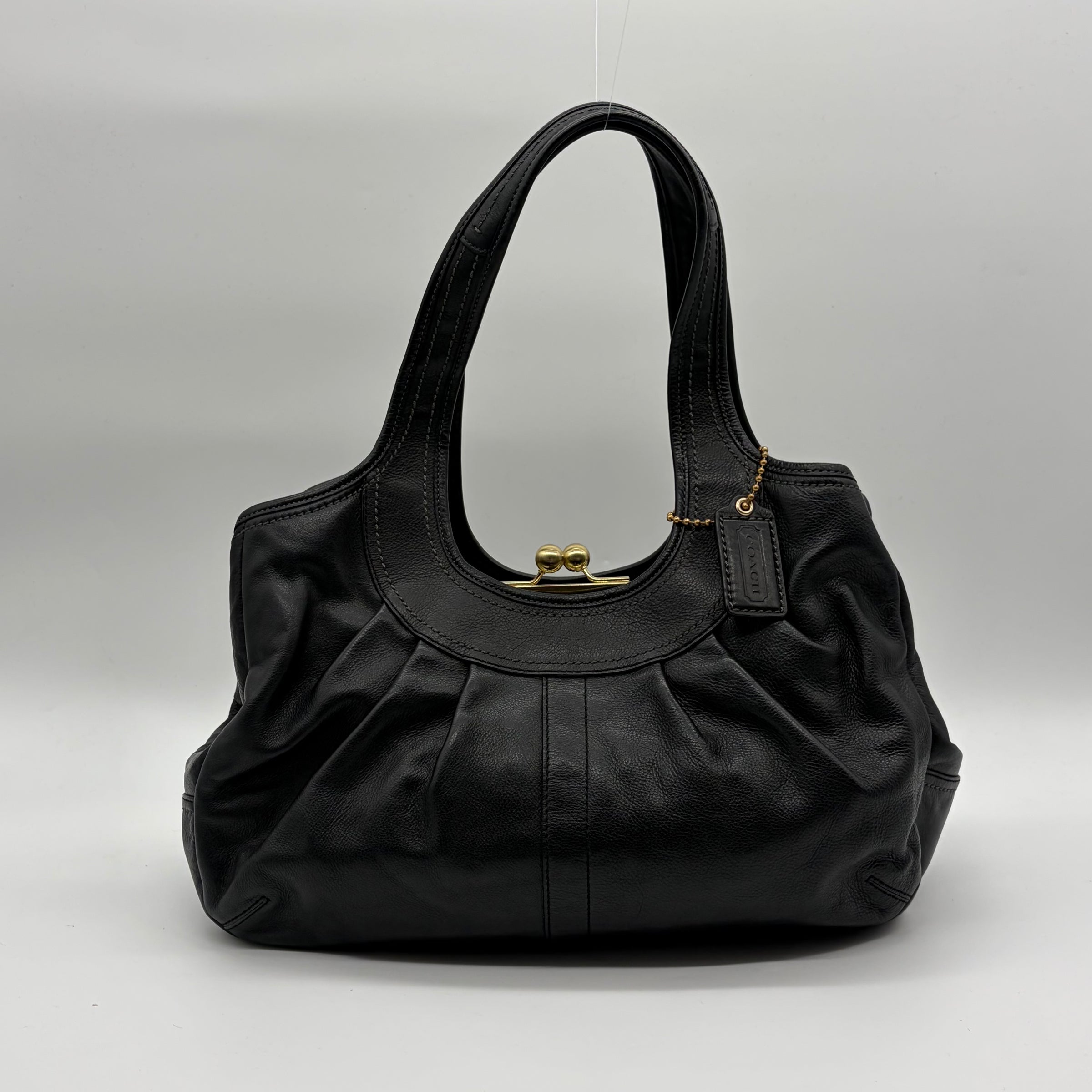 Coach Ergo Kisslock Hobo Schwarz Leder Vintage 2008 – vintage designer handbag