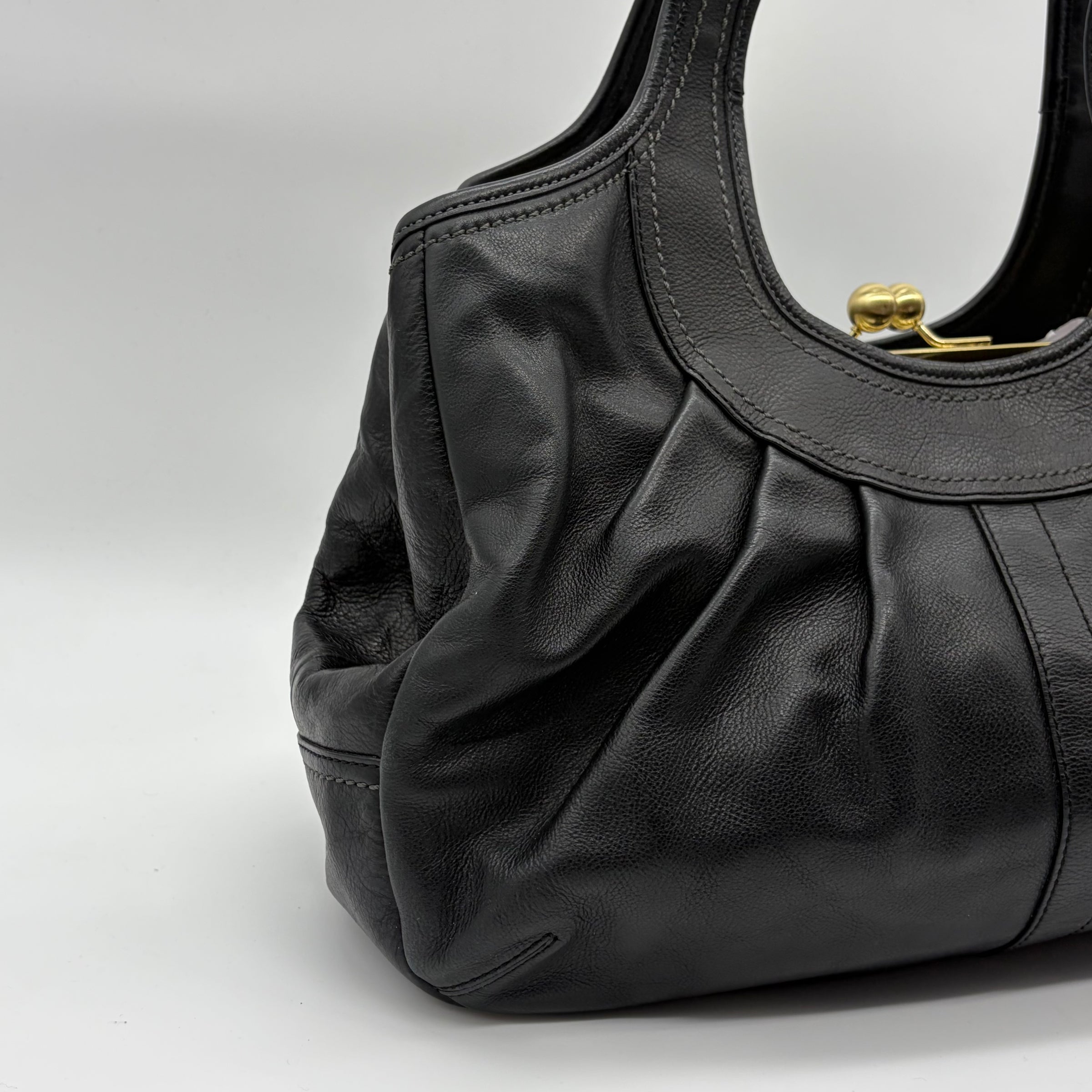 Coach Ergo Kisslock Hobo Schwarz Leder Vintage 2008 – detail view 1