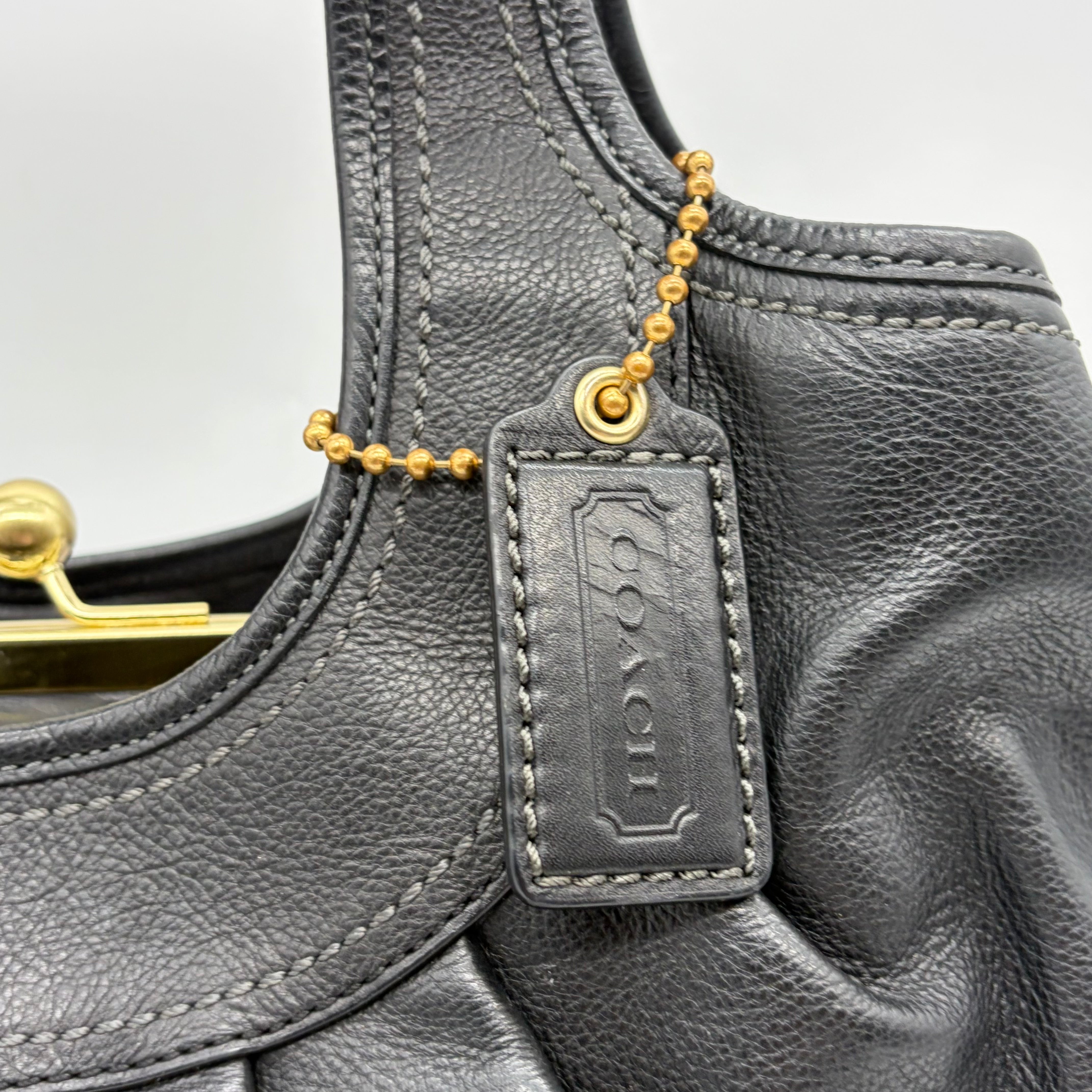 Coach Ergo Kisslock Hobo Schwarz Leder Vintage 2008 – Vintage