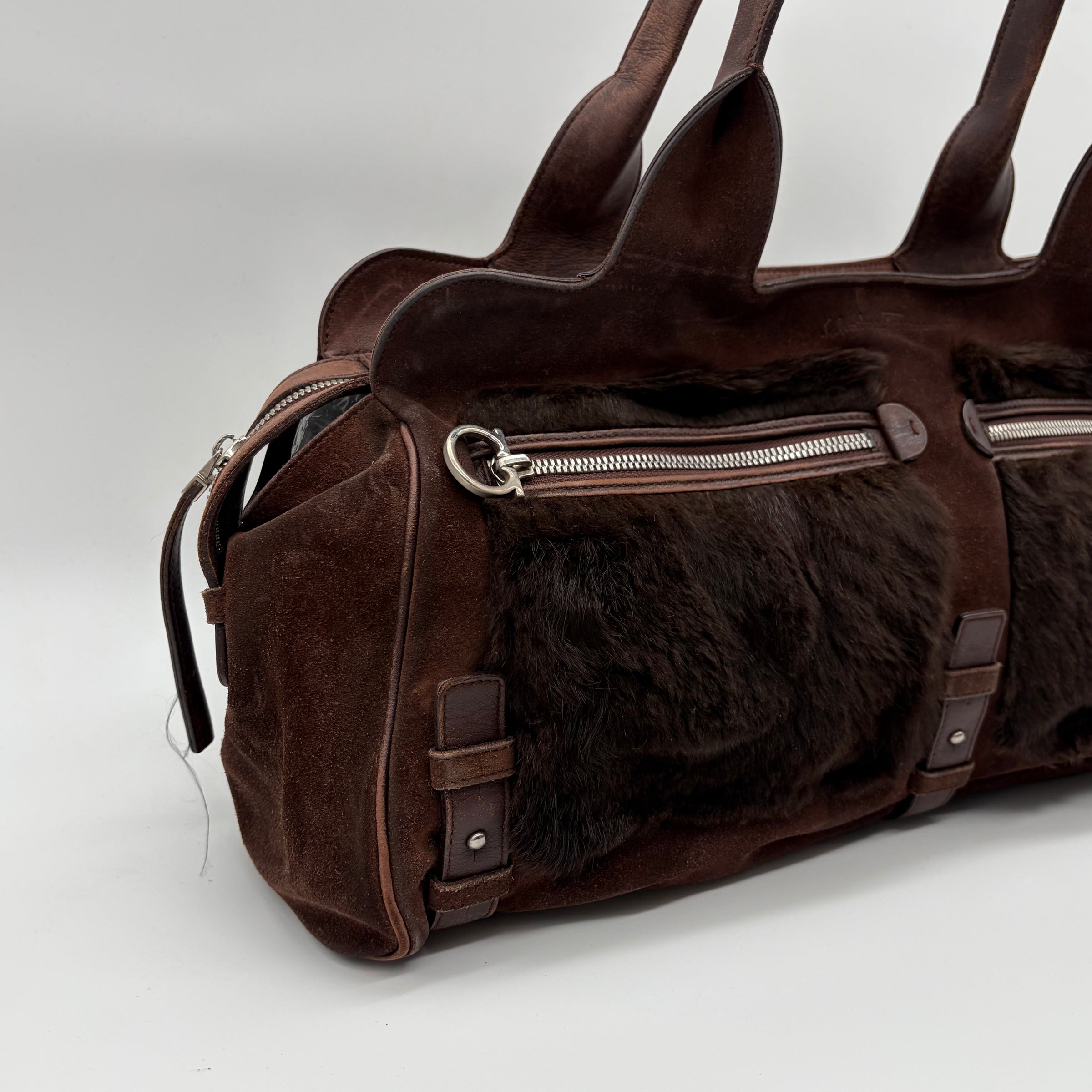 Salvatore Ferragamo Baguette Pony Hair Braun – detail view 1
