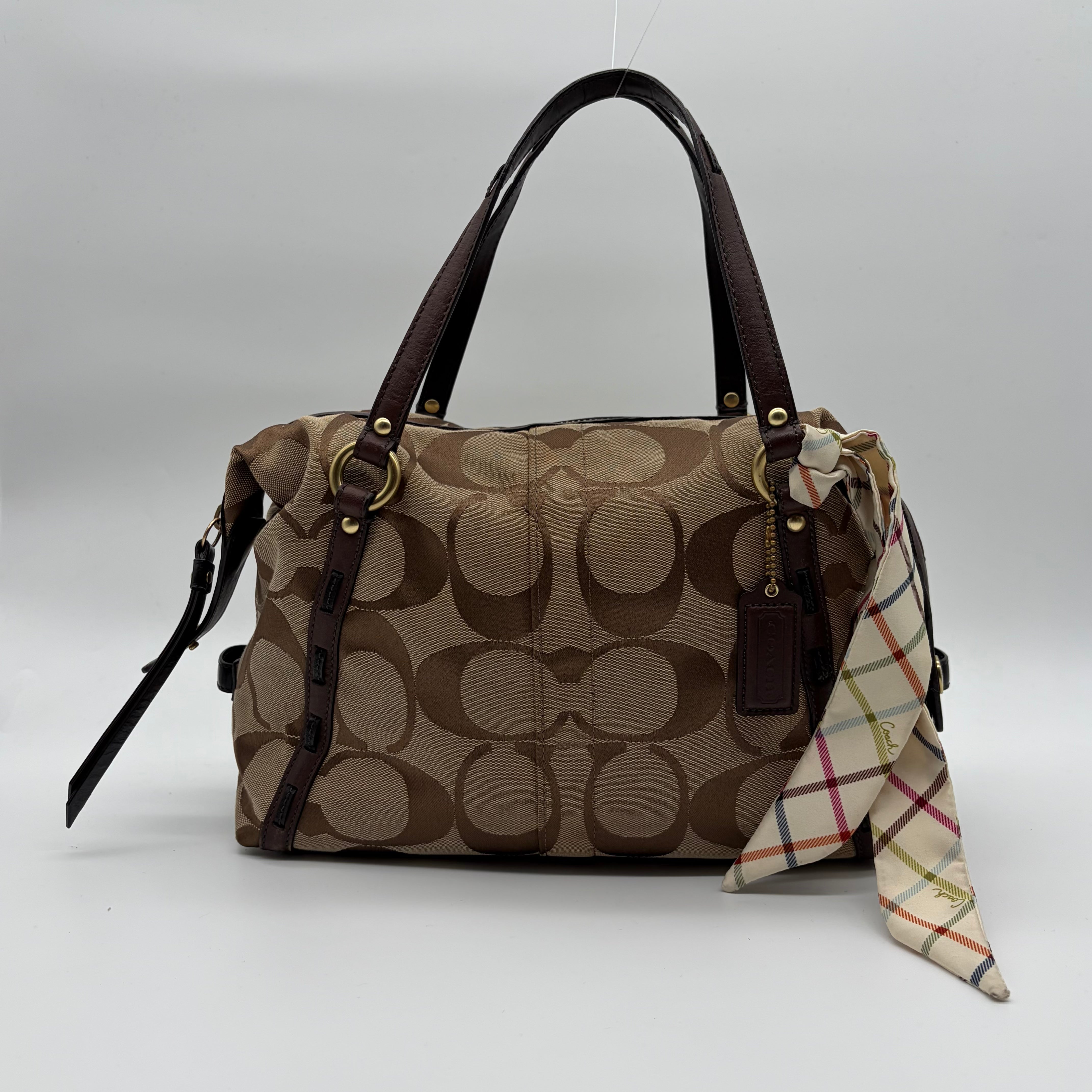 Coach Ashley Signature Sateen Satchel Khaki/Mahagoni – Vintage