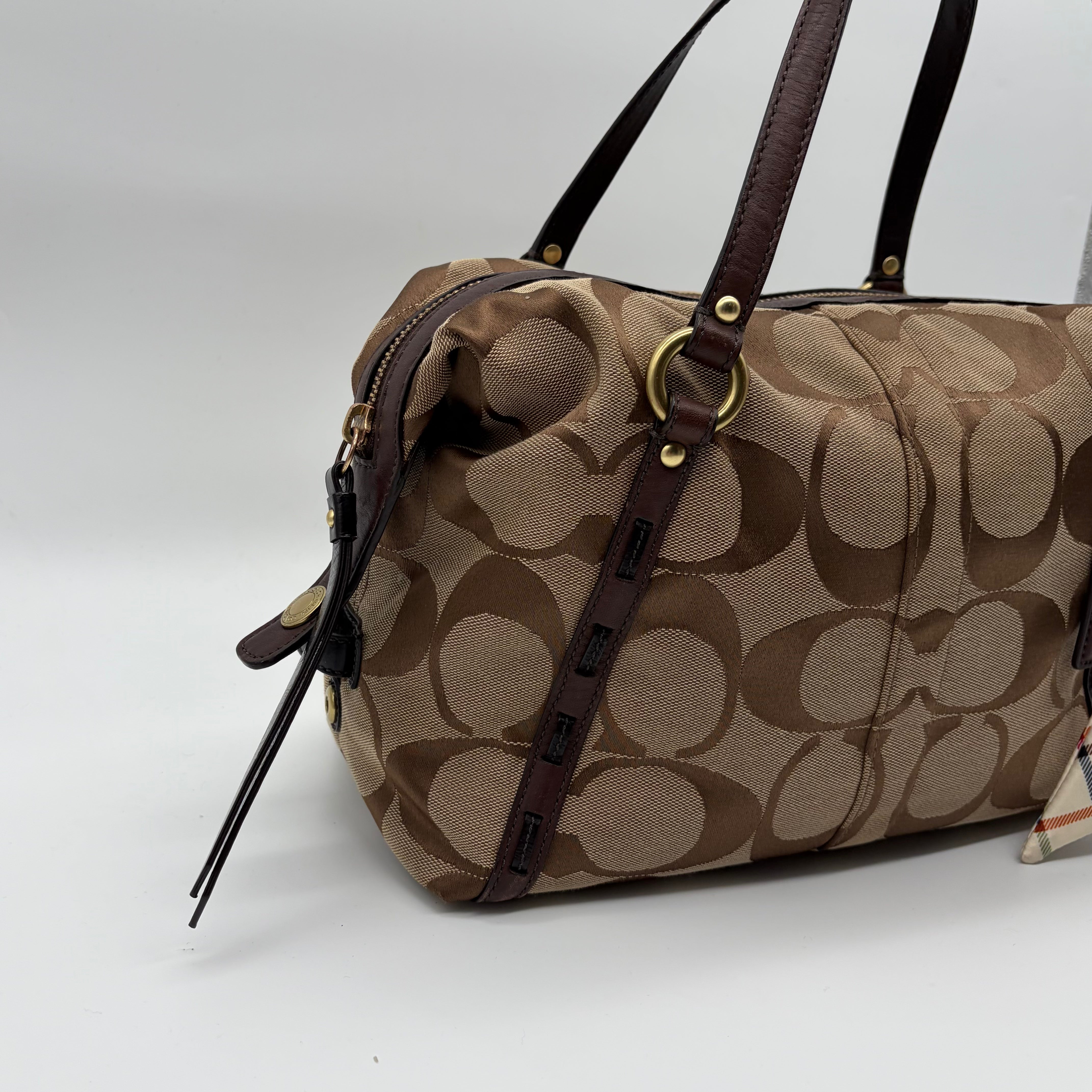 Coach Ashley Signature Sateen Satchel Khaki/Mahagoni – Vintage