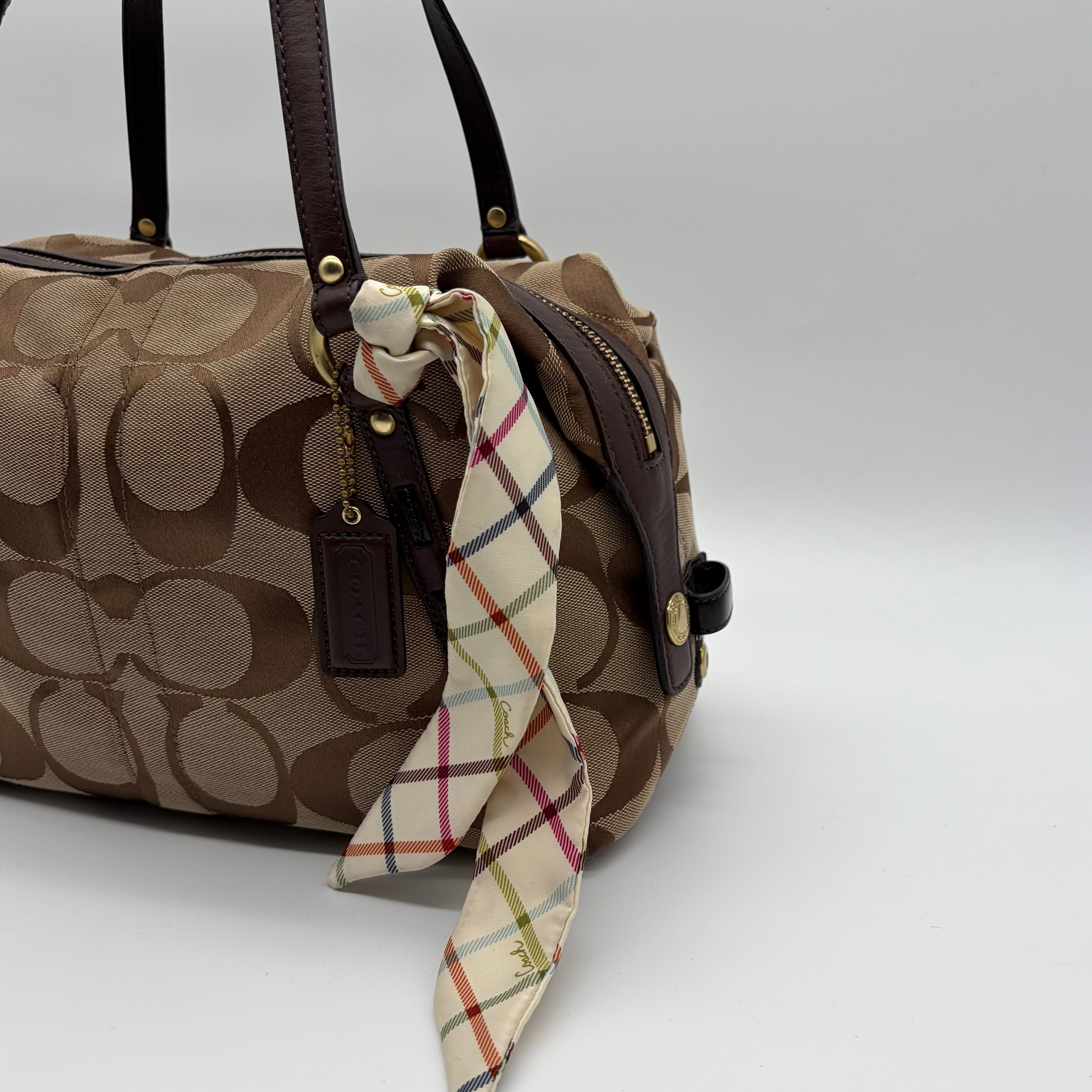 Coach Ashley Signature Sateen Satchel Khaki/Mahagoni – Vintage