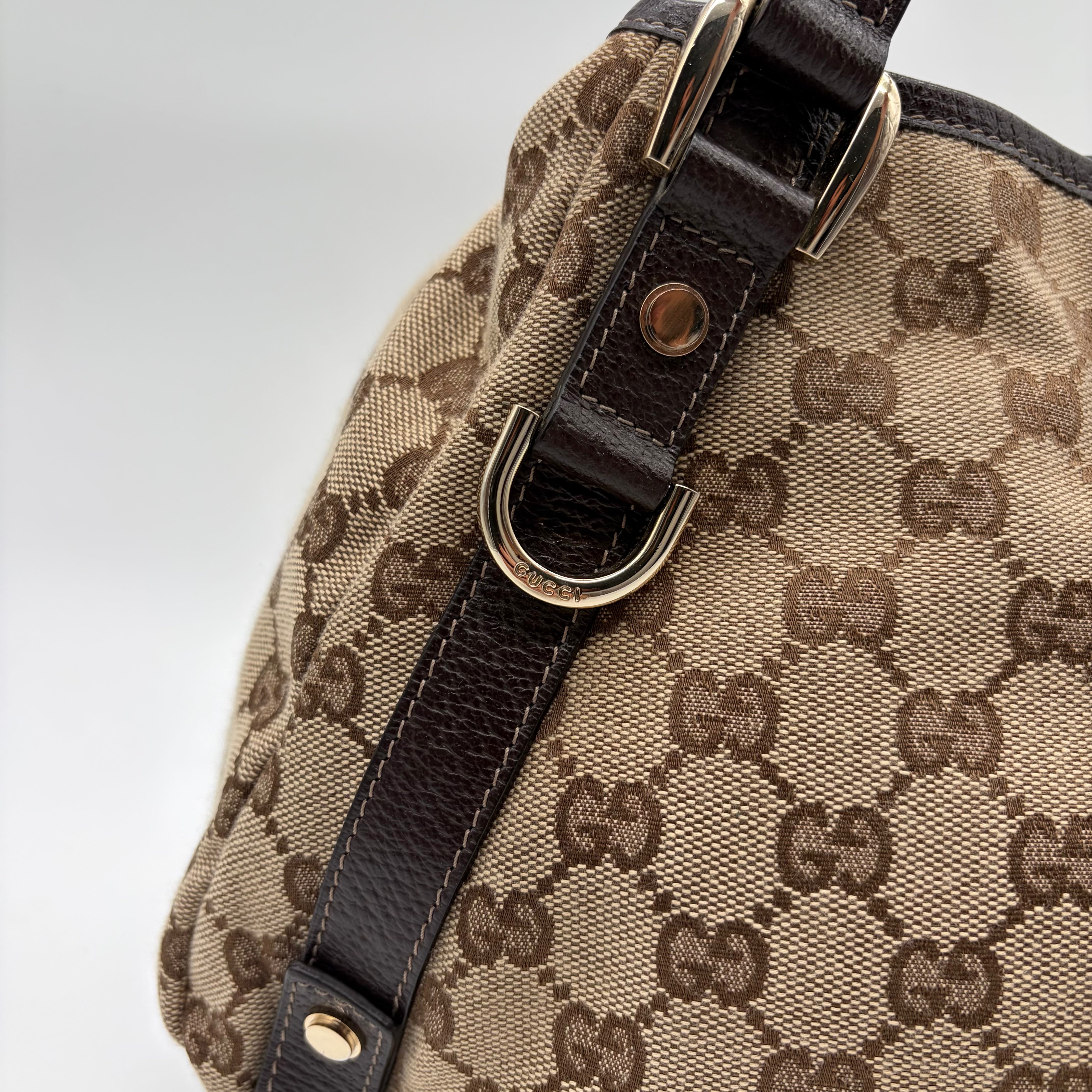 Gucci Abbey D-Ring Hobo GG Canvas Braun Gold Hardware – Vintage