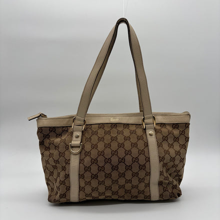 Gucci Abbey D-Ring Tote GG Canvas Ivory Gold Hardware – Vintage