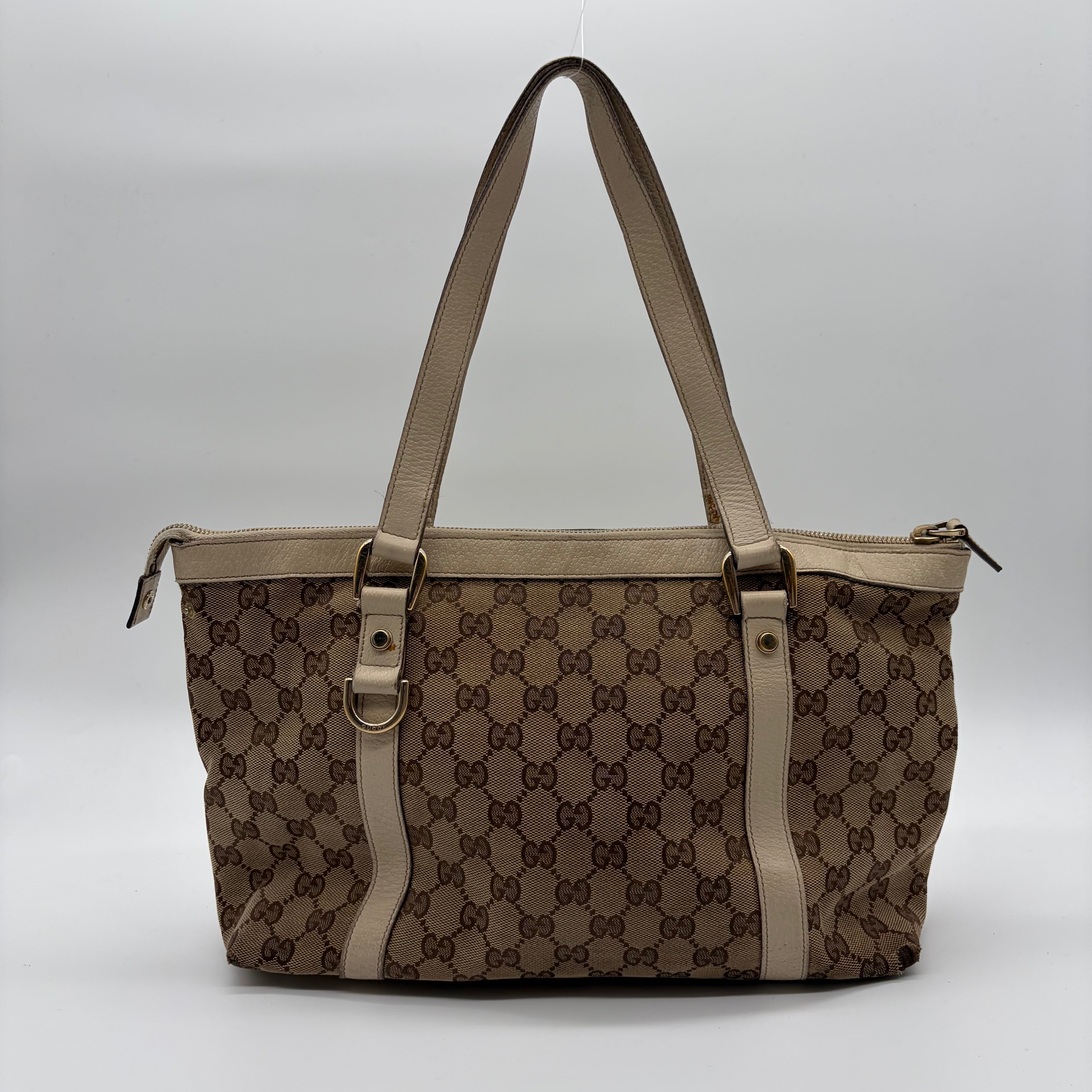 Gucci Abbey D-Ring Tote GG Canvas Ivory Gold Hardware – Vintage