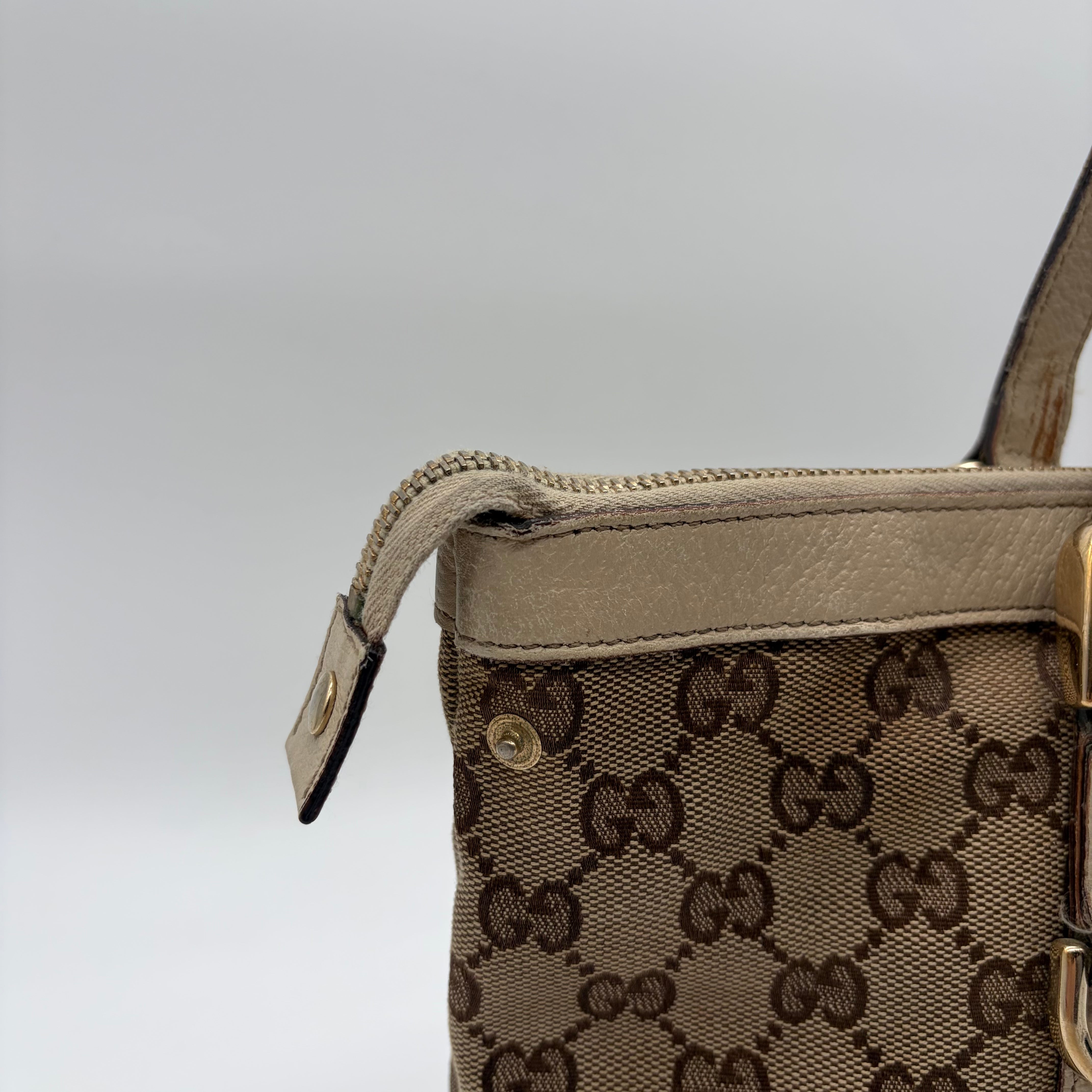 Gucci Abbey D-Ring Tote GG Canvas Ivory Gold Hardware – Vintage