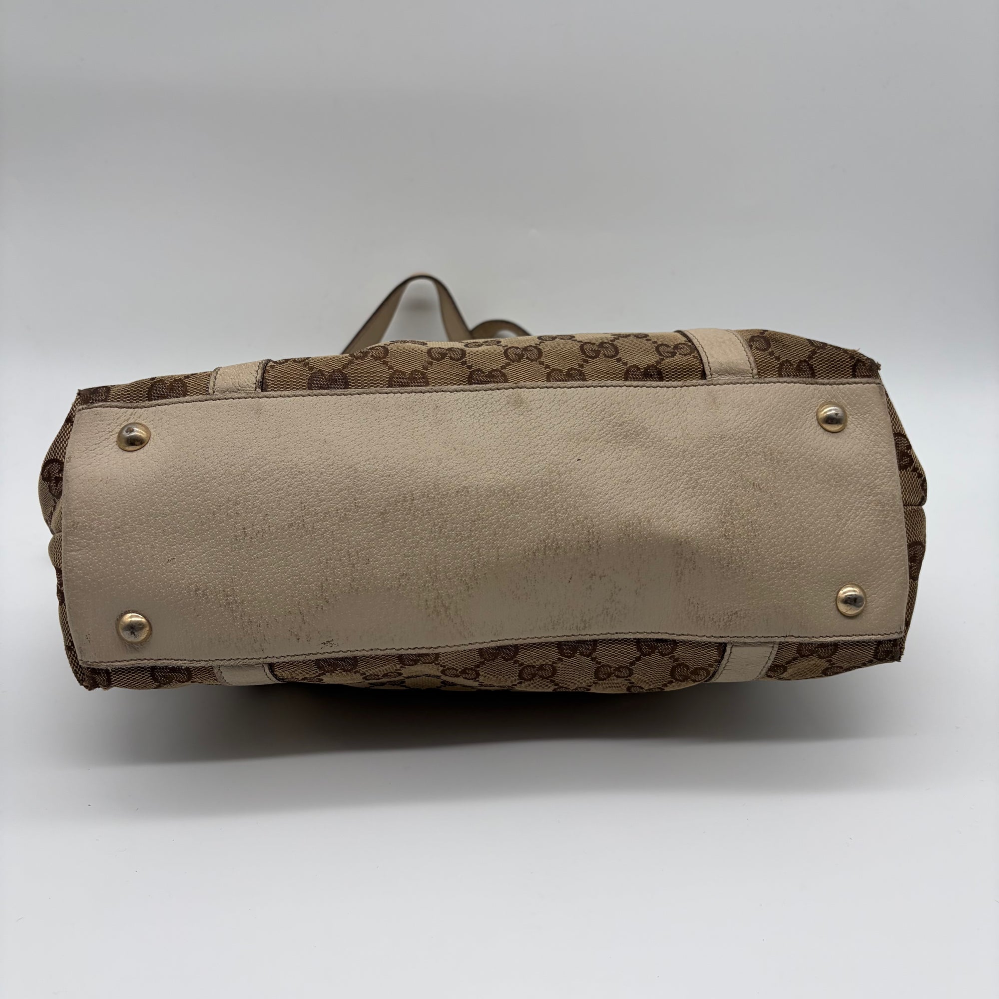 Gucci Abbey D-Ring Tote GG Canvas Ivory Gold Hardware – detail view 8